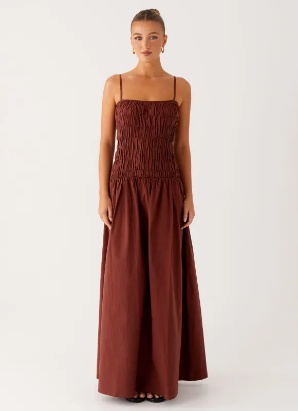Brooke Maxi Dress - Chocolate sold by Peppermayo