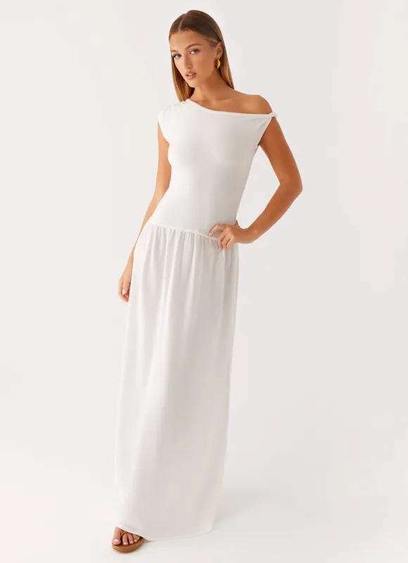 Ardella One Shoulder Maxi Dress - Ivory sold by Peppermayo