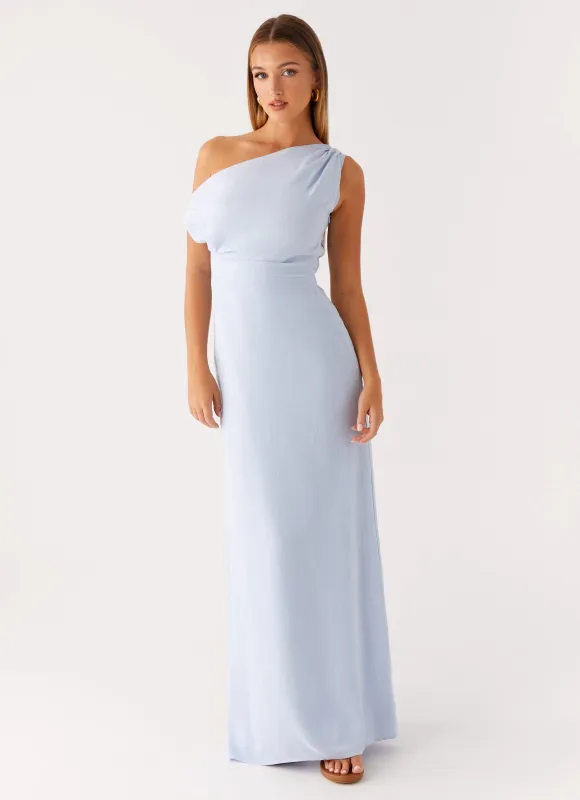 Lady Love Linen Maxi Dress - Blue sold by Peppermayo