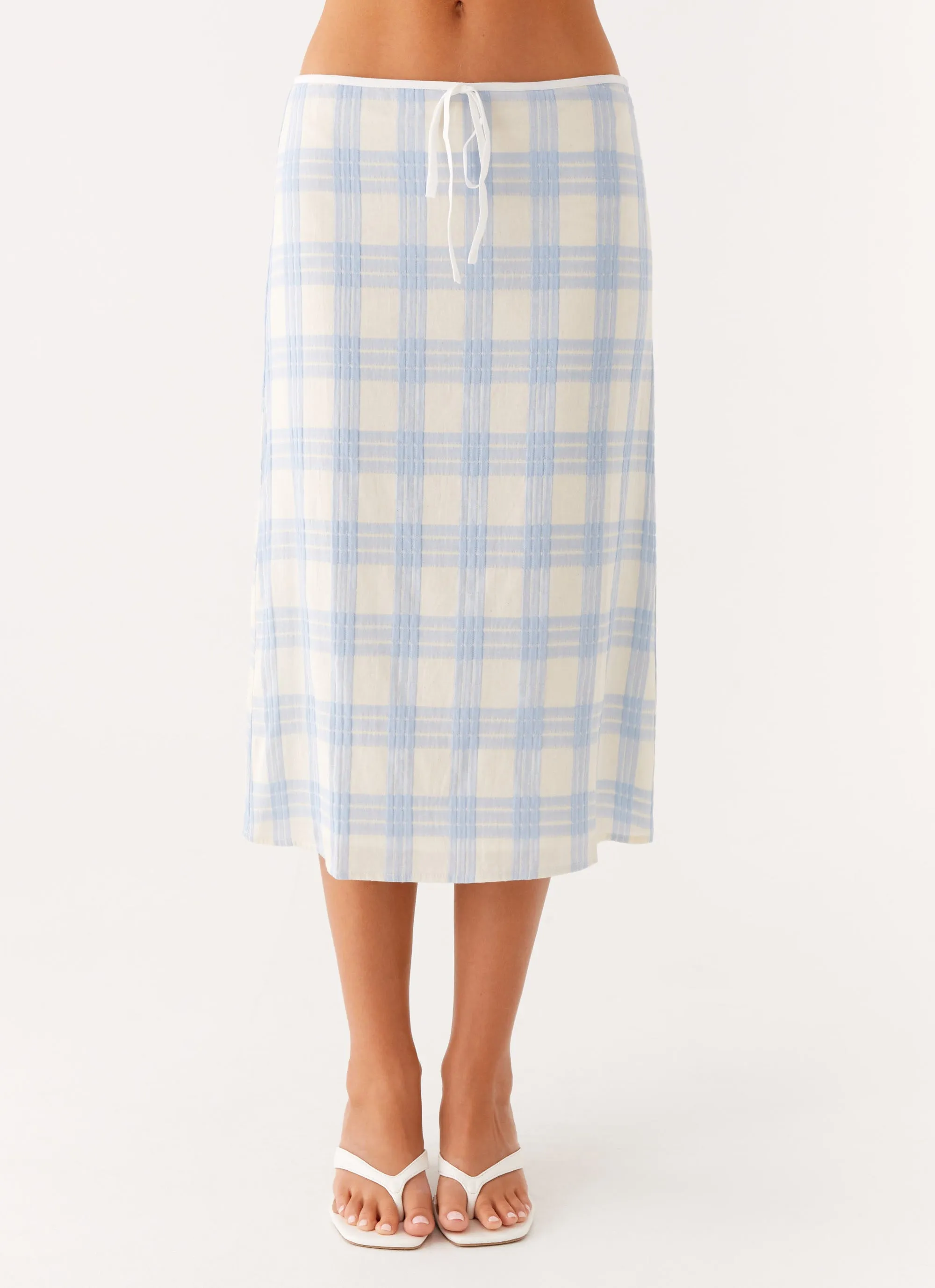 Esther Midi Skirt - Blue Check Seersucker sold by Peppermayo product image thumbnail 4