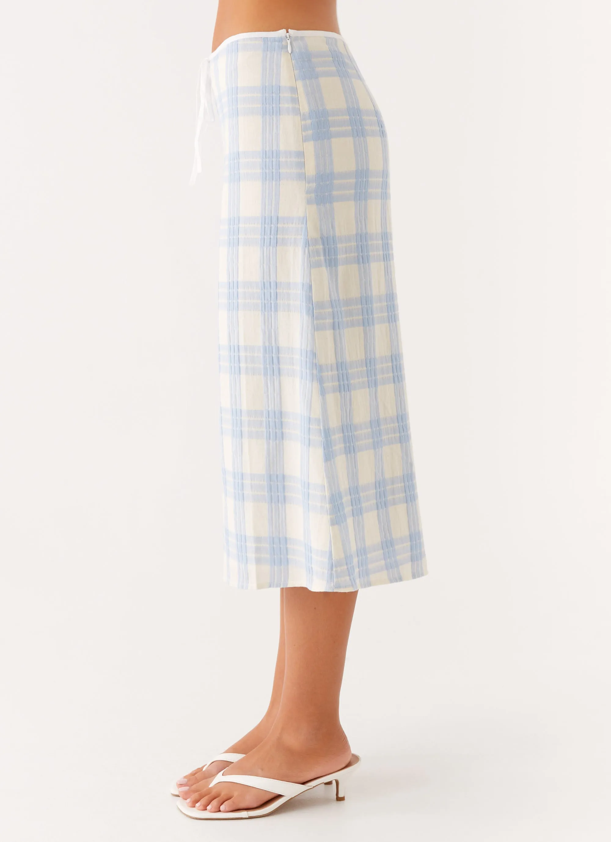 Esther Midi Skirt - Blue Check Seersucker sold by Peppermayo product image thumbnail 2