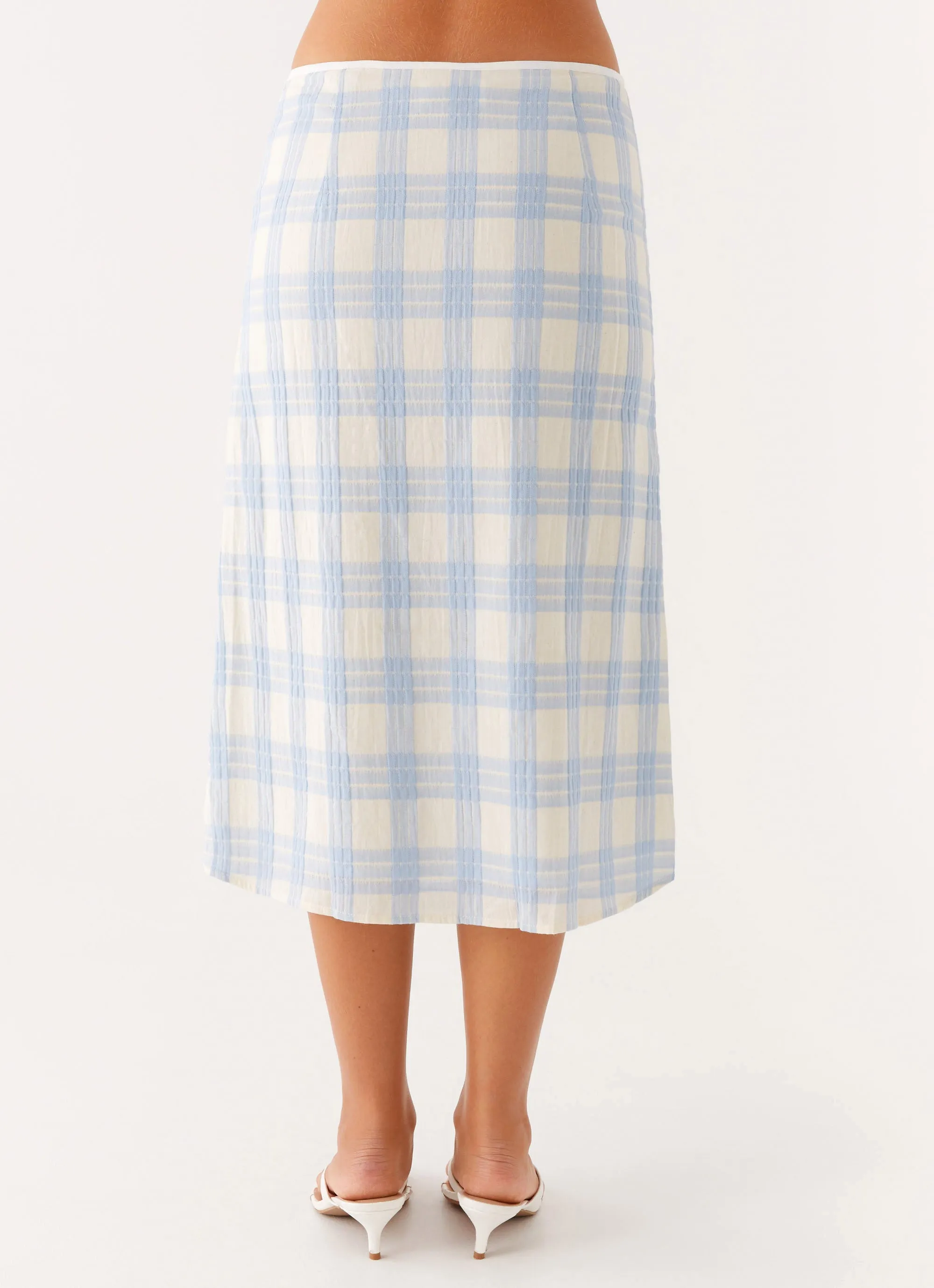 Esther Midi Skirt - Blue Check Seersucker sold by Peppermayo product image thumbnail 3