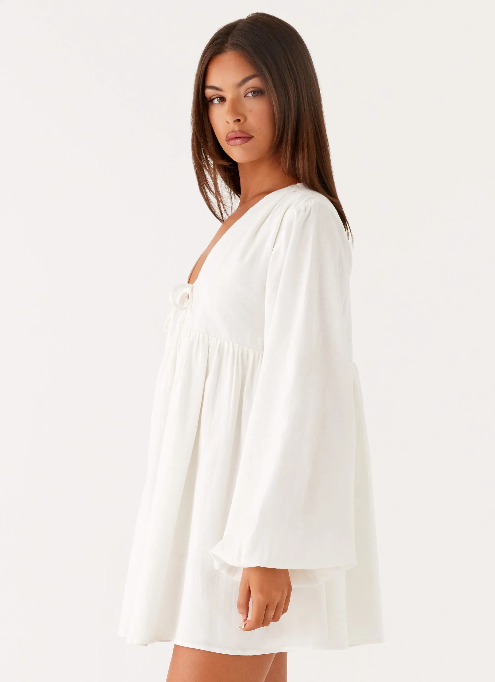 Kennie Linen Mini Dress - White sold by Peppermayo product image thumbnail 3