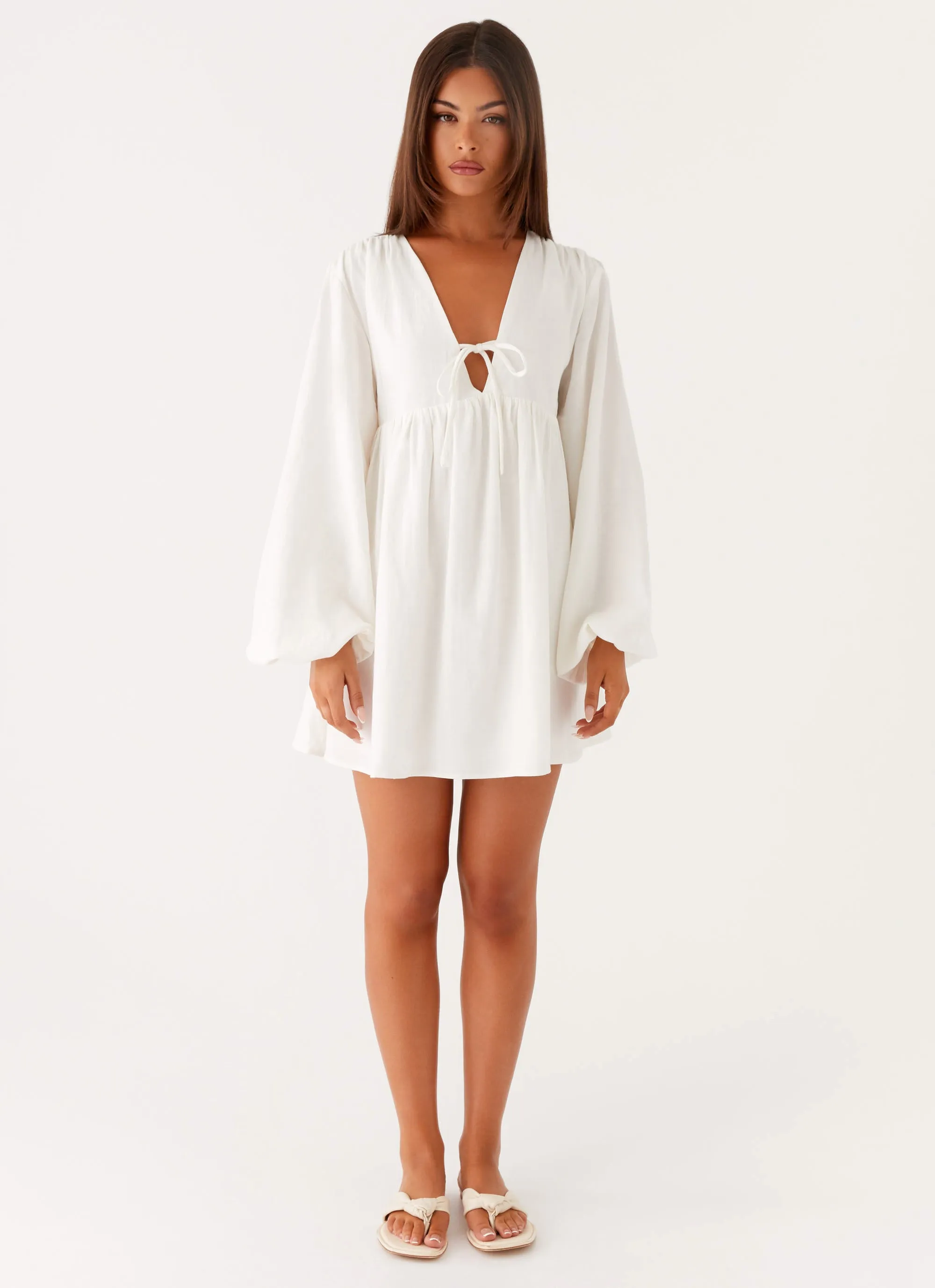 Kennie Linen Mini Dress - White sold by Peppermayo product image thumbnail 2