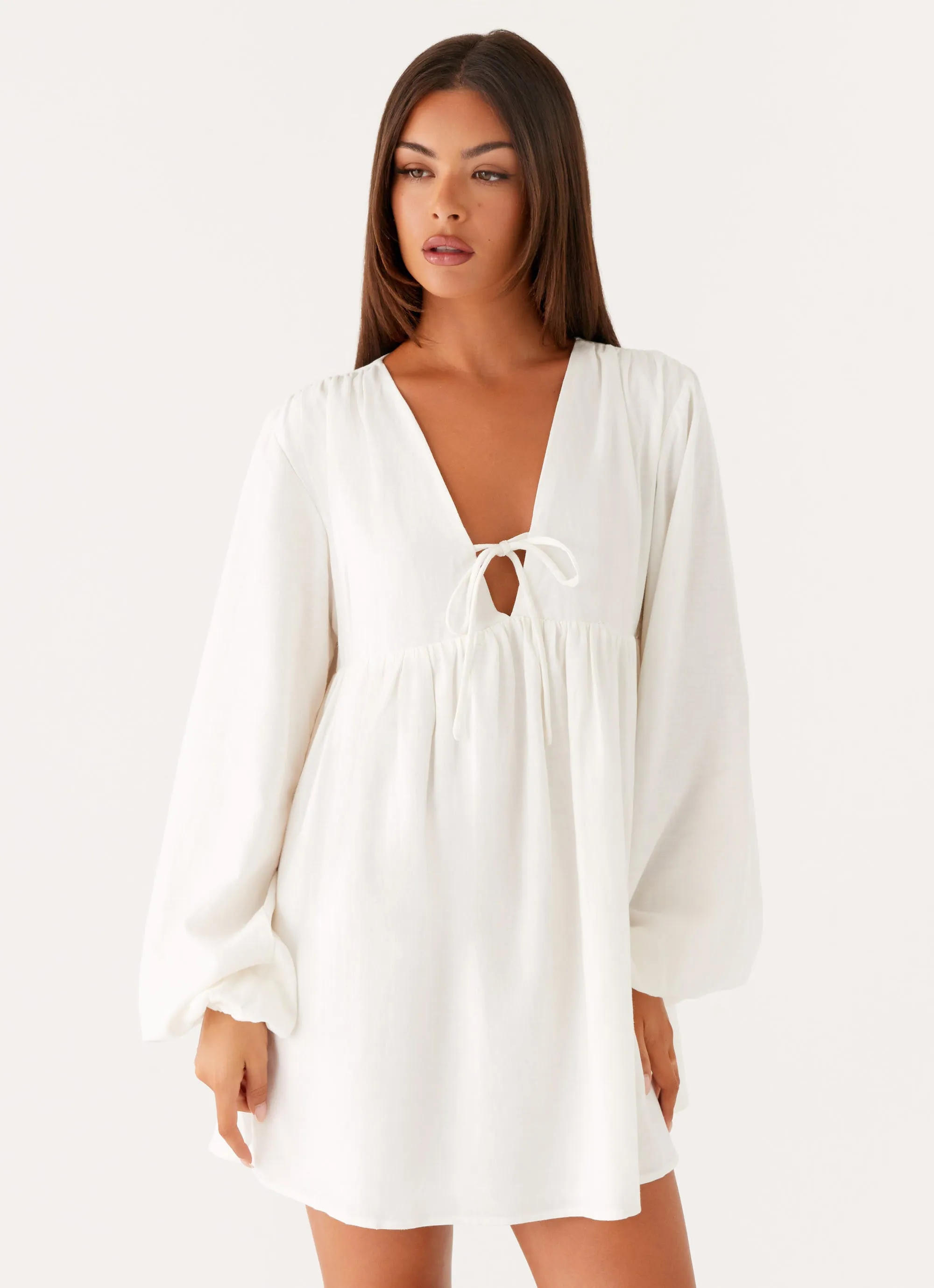 Kennie Linen Mini Dress - White sold by Peppermayo product image thumbnail 5