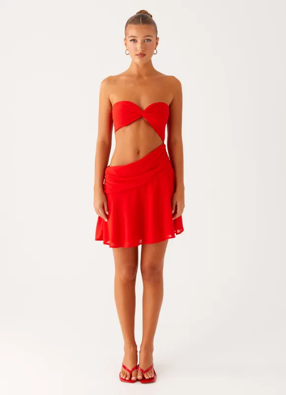 Marbella Mini Dress - Red sold by Peppermayo
