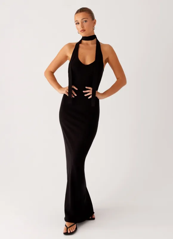 Eddie Knit Maxi Dress - Black sold by Peppermayo