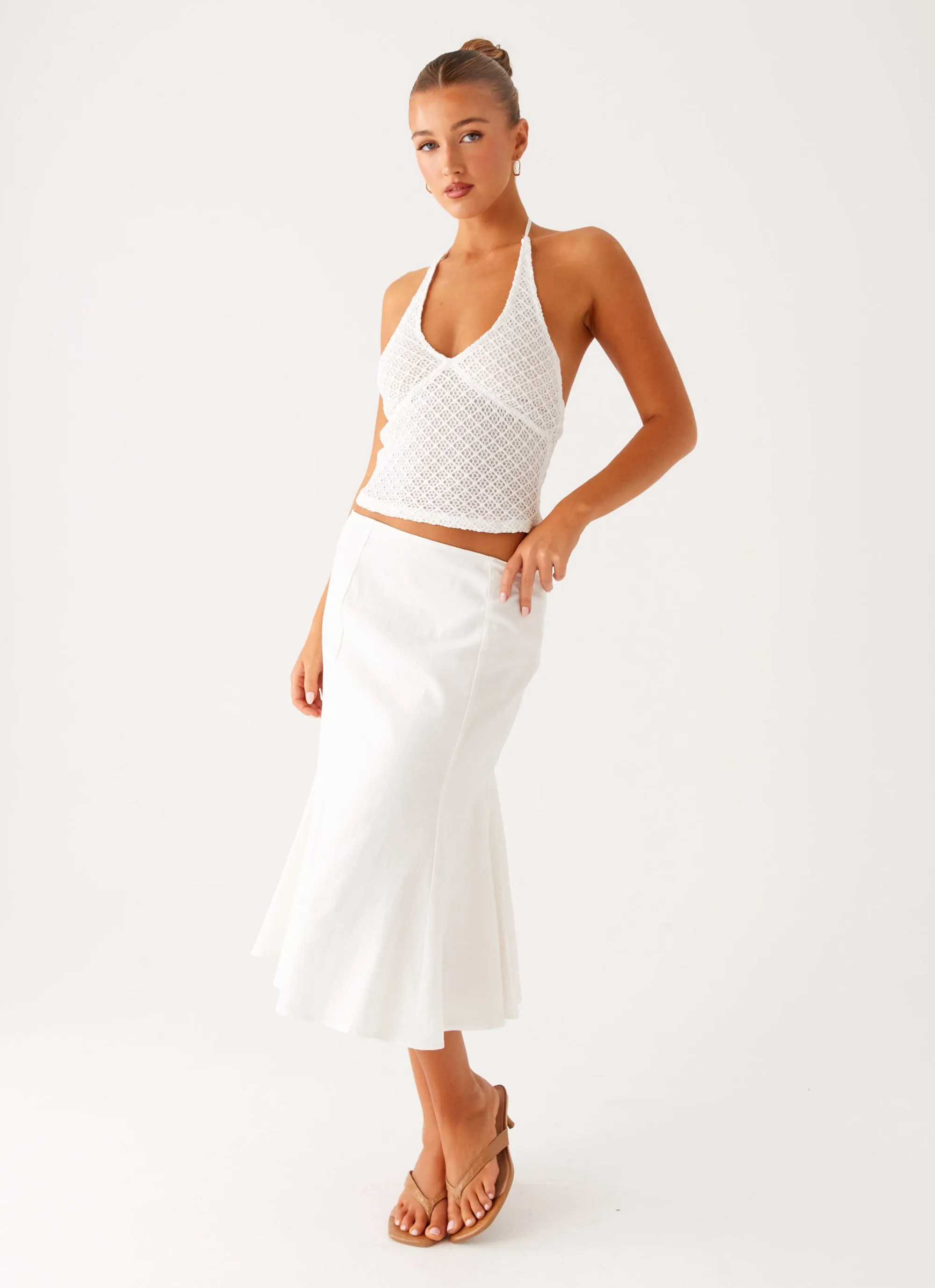 Olive Midi Skirt - Ivory sold by Peppermayo