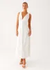 Tamsin Linen Maxi Dress - White sold by Peppermayo