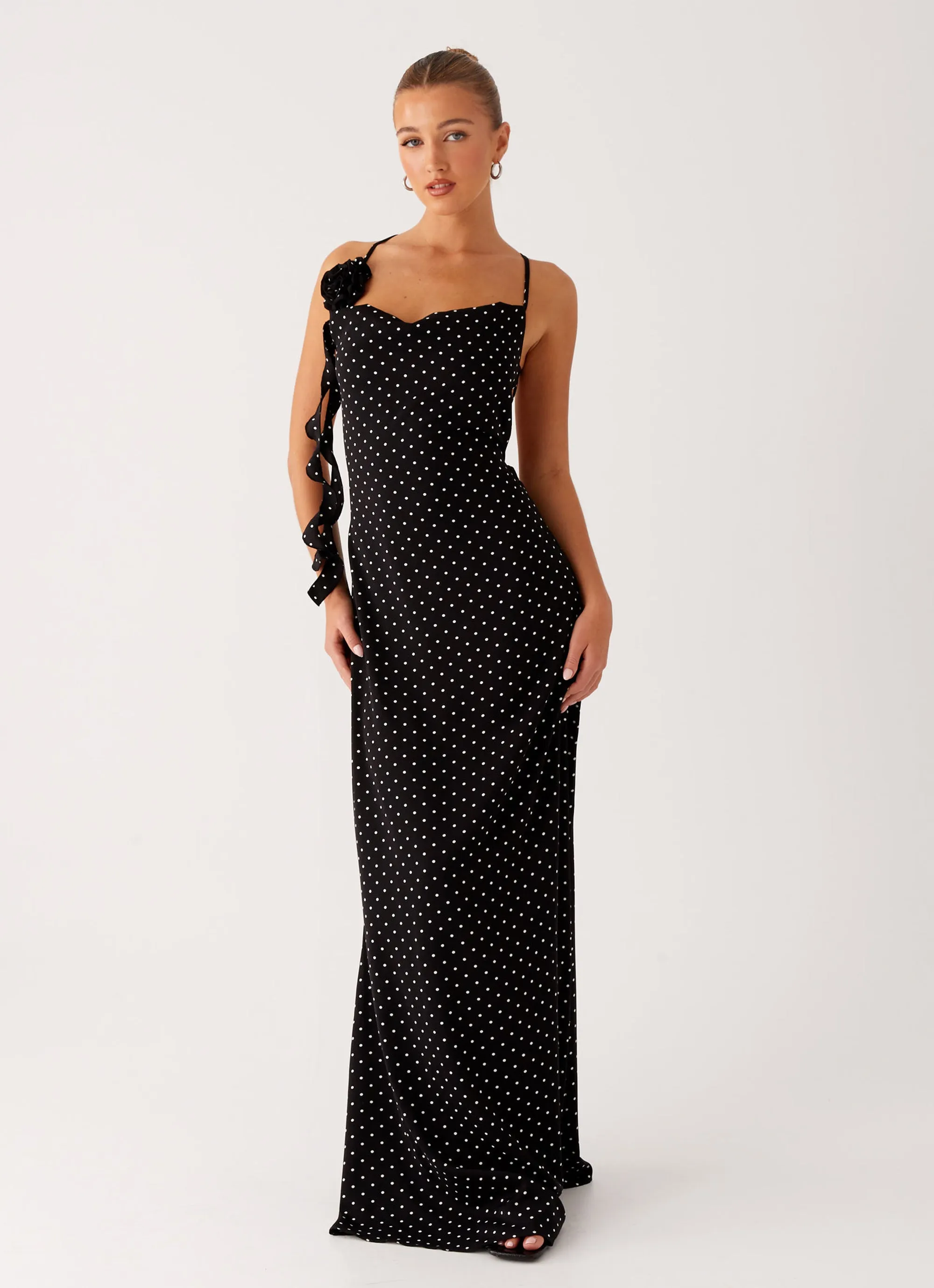 Purely Maxi Dress - Black Polka Dot sold by Peppermayo
