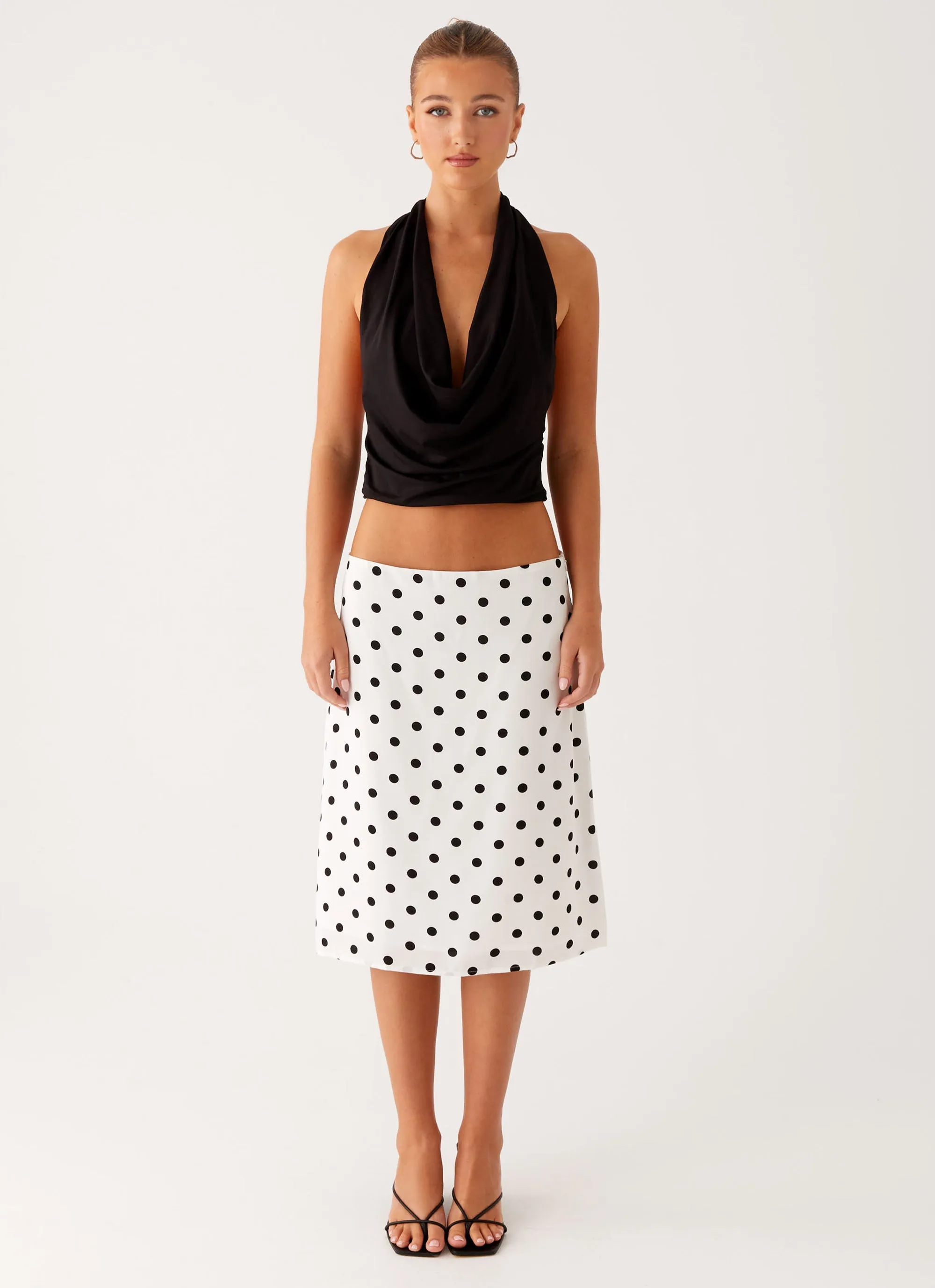 Evoke Chiffon Midi Skirt - White Polka Dot sold by Peppermayo product image thumbnail 2