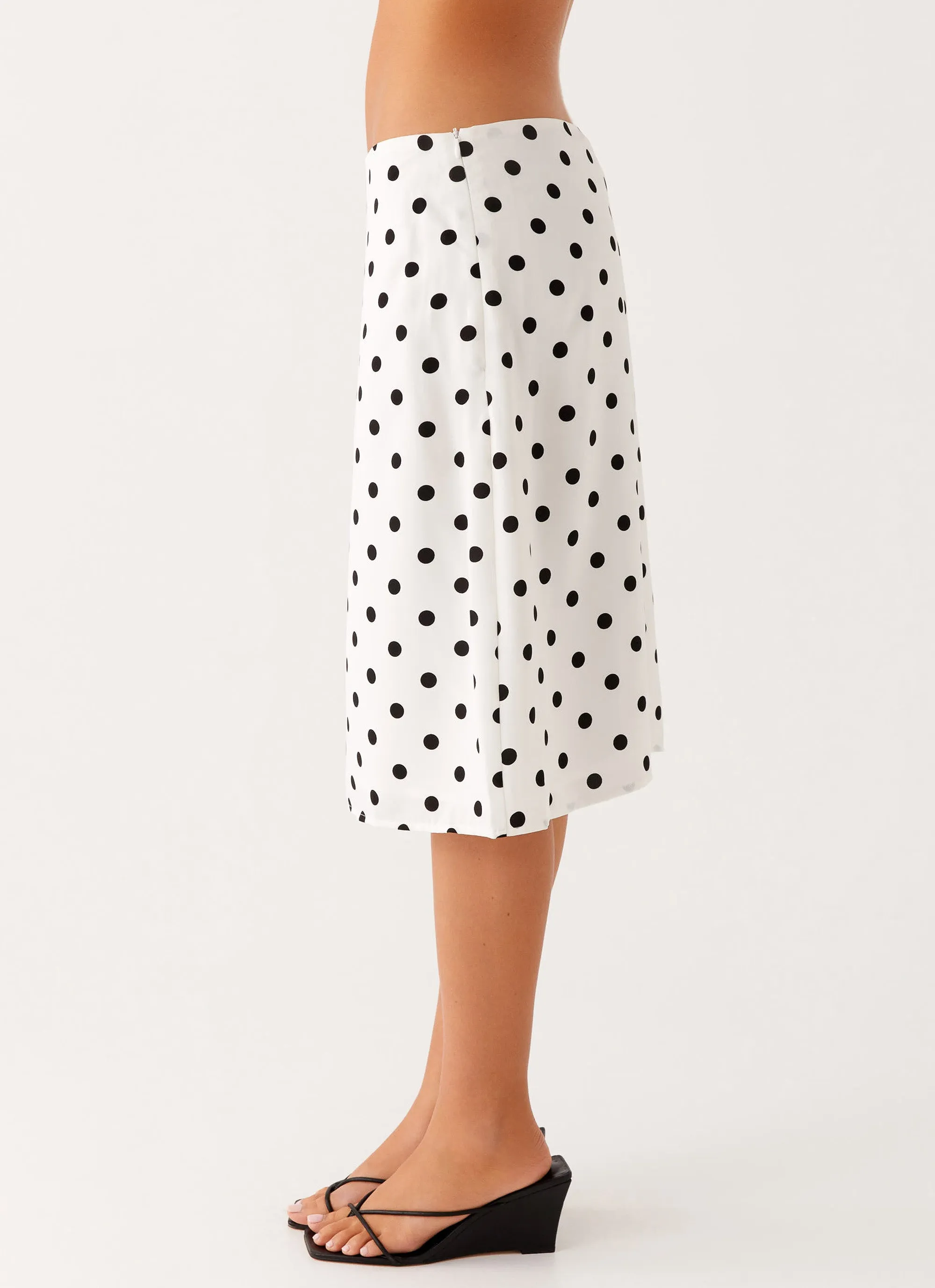 Evoke Chiffon Midi Skirt - White Polka Dot sold by Peppermayo product image thumbnail 4