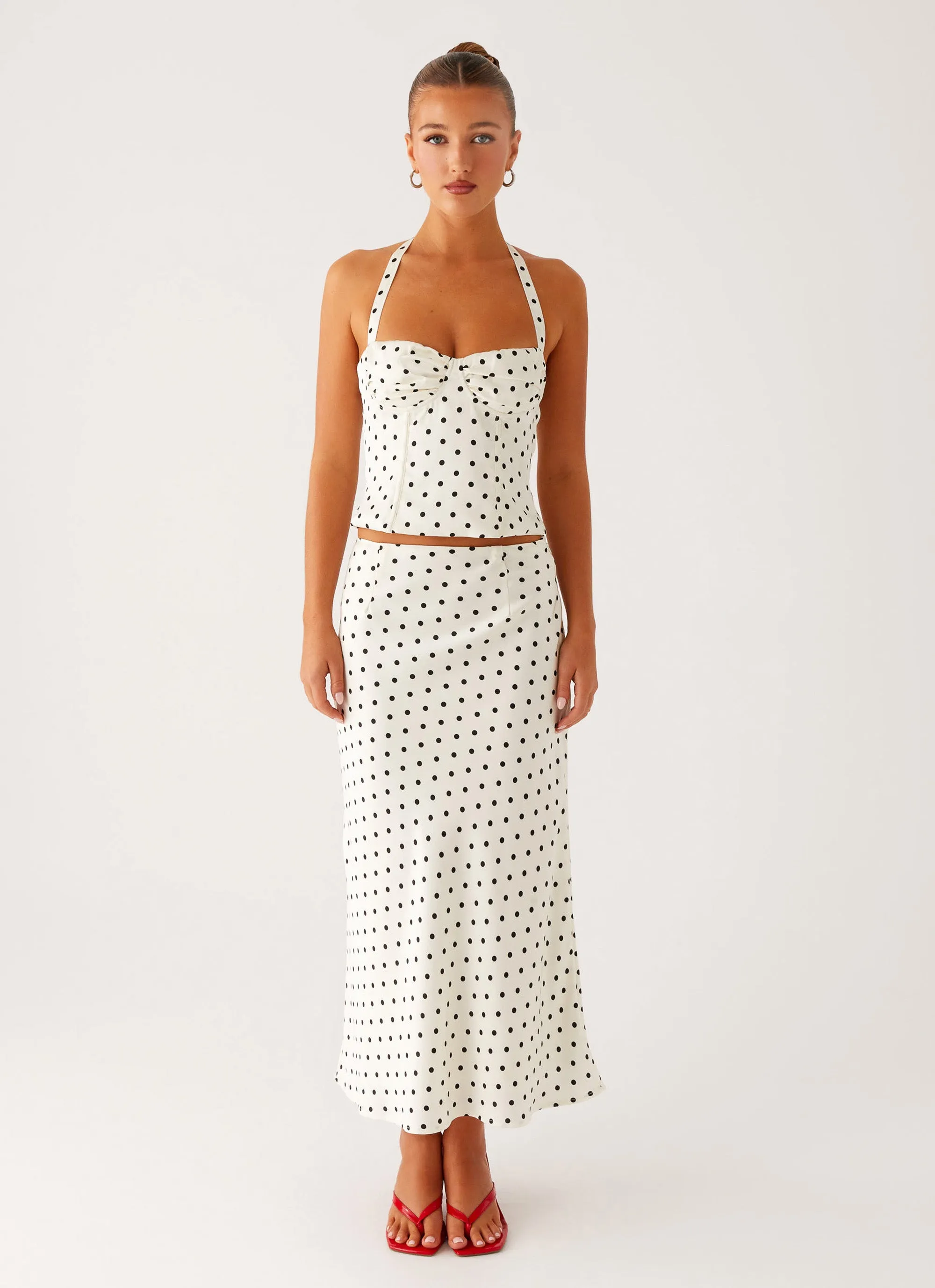 Breanne Midi Skirt - White Polka Dot sold by Peppermayo product image thumbnail 3