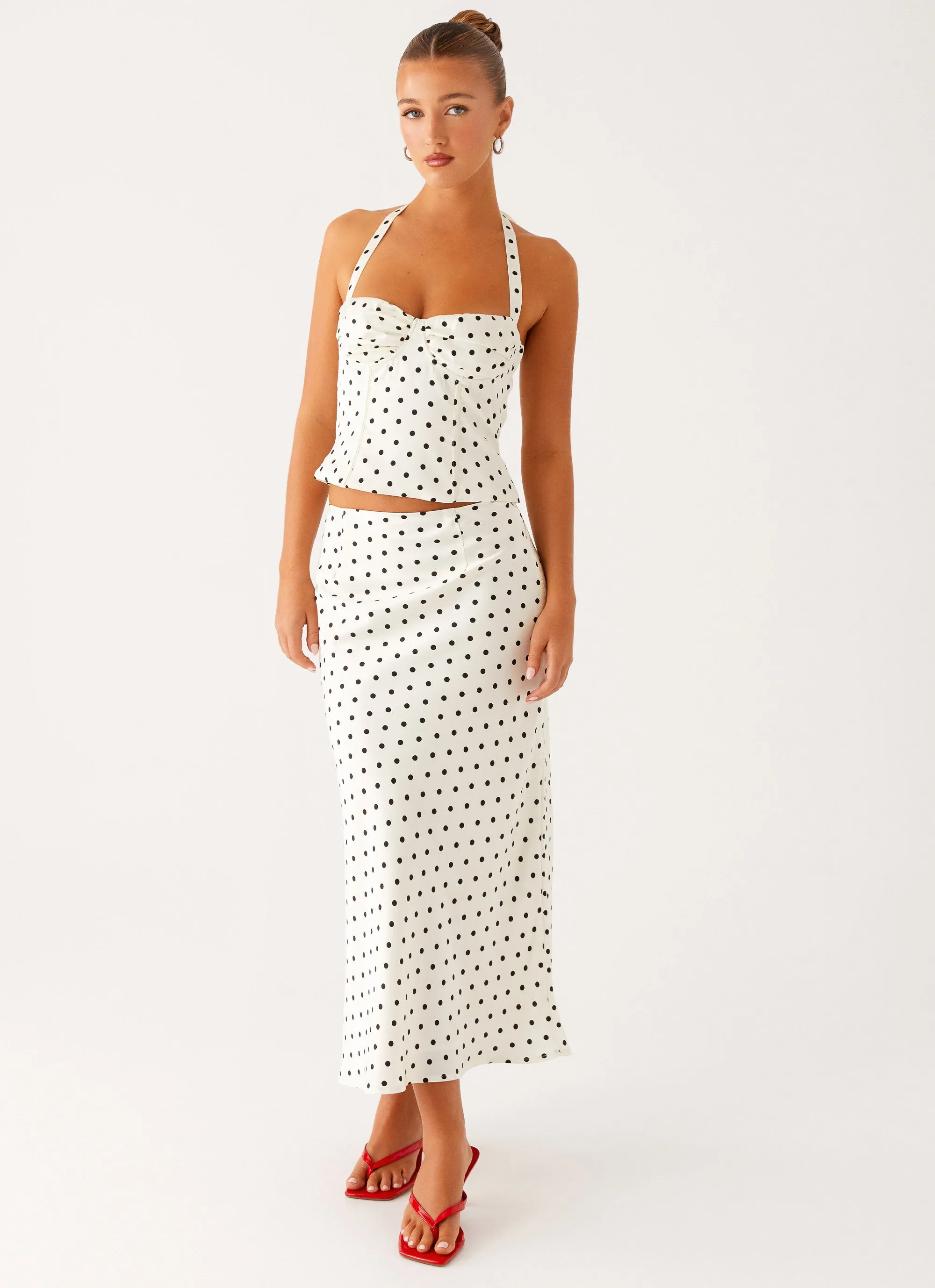 Breanne Midi Skirt - White Polka Dot sold by Peppermayo product image thumbnail 2
