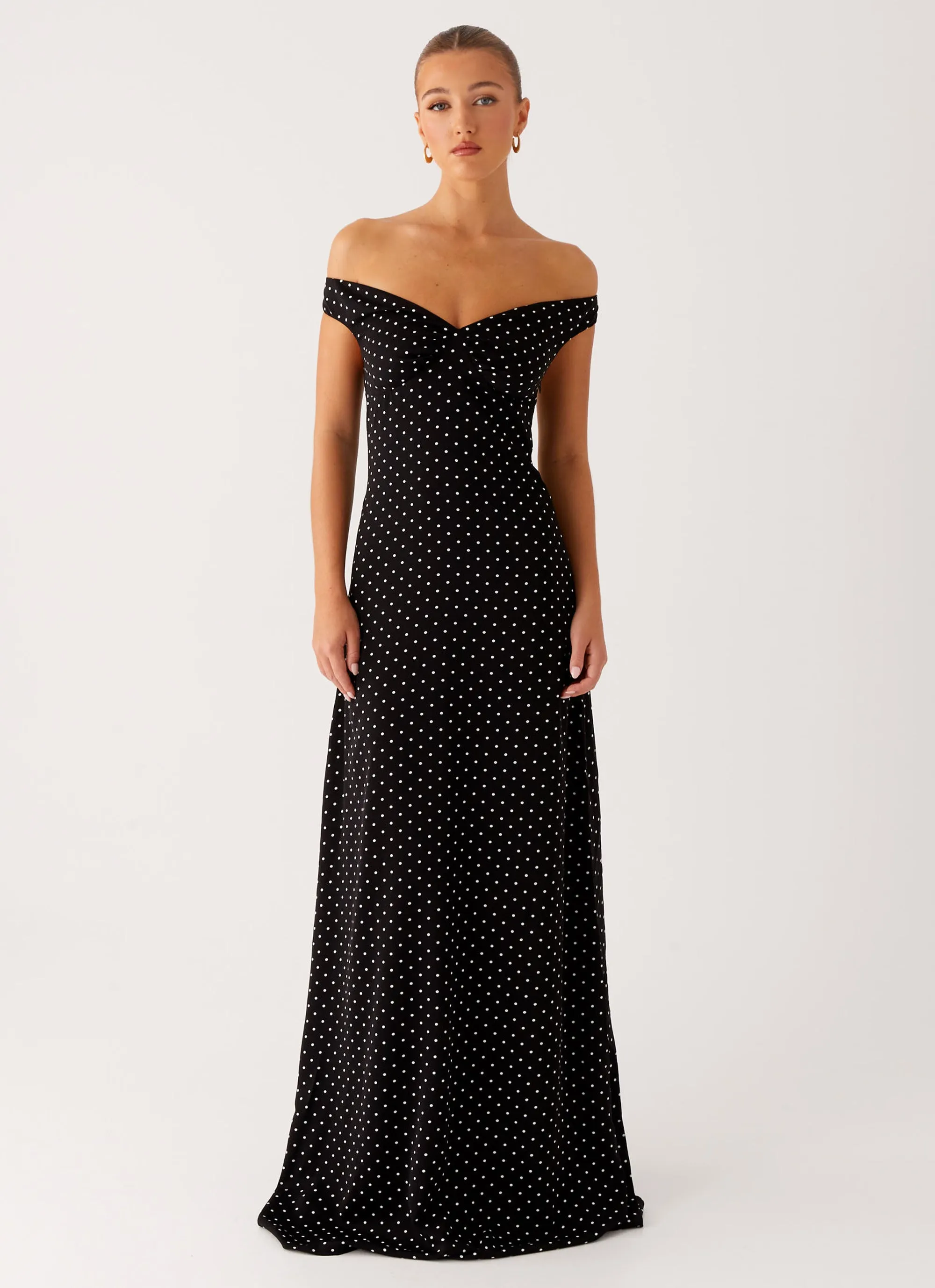 Melany Maxi Dress - Black Polka Dot sold by Peppermayo