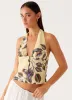 Devoted Halterneck Top - Buttercream Floral sold by Peppermayo