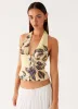 Devoted Halterneck Top - Buttercream Floral sold by Peppermayo