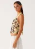 Devoted Halterneck Top - Buttercream Floral sold by Peppermayo