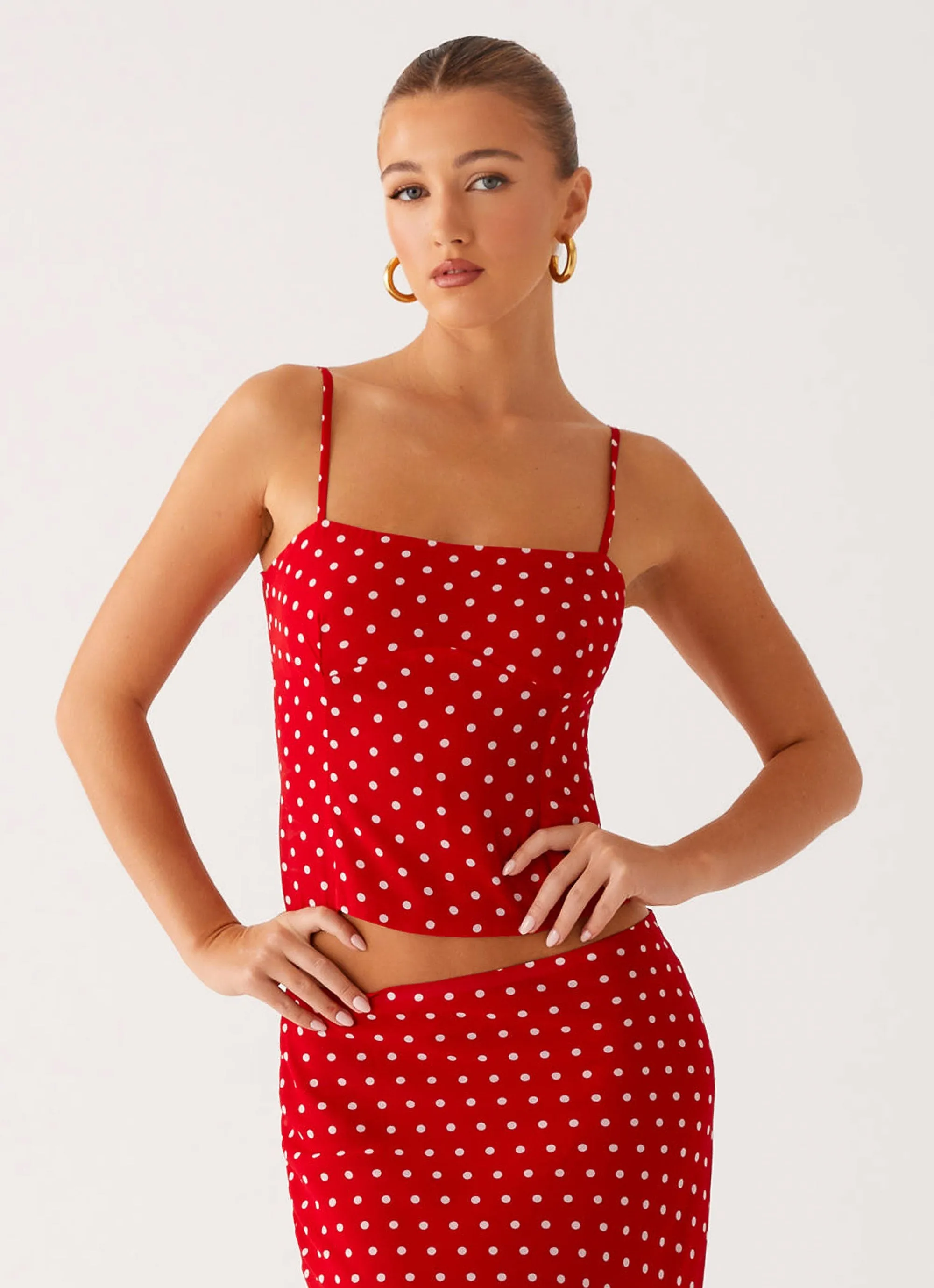 Bendita Top - Red Polka Dot sold by Peppermayo