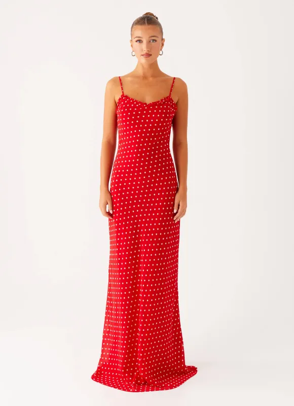 Pareo Maxi Dress - Red Polka Dot sold by Peppermayo