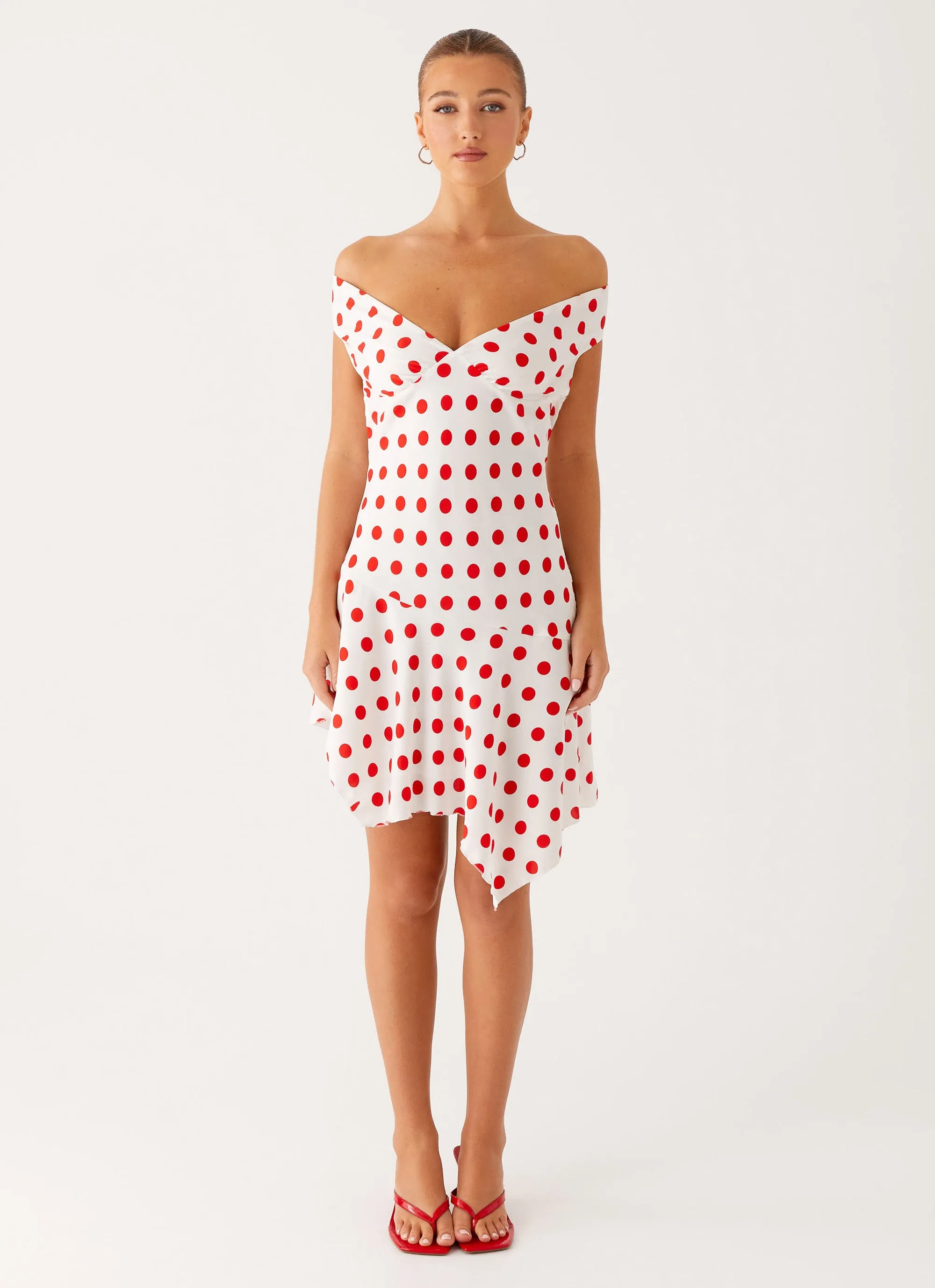 Alma Mini Dress - White Red Polka Dot sold by Peppermayo product image thumbnail 5