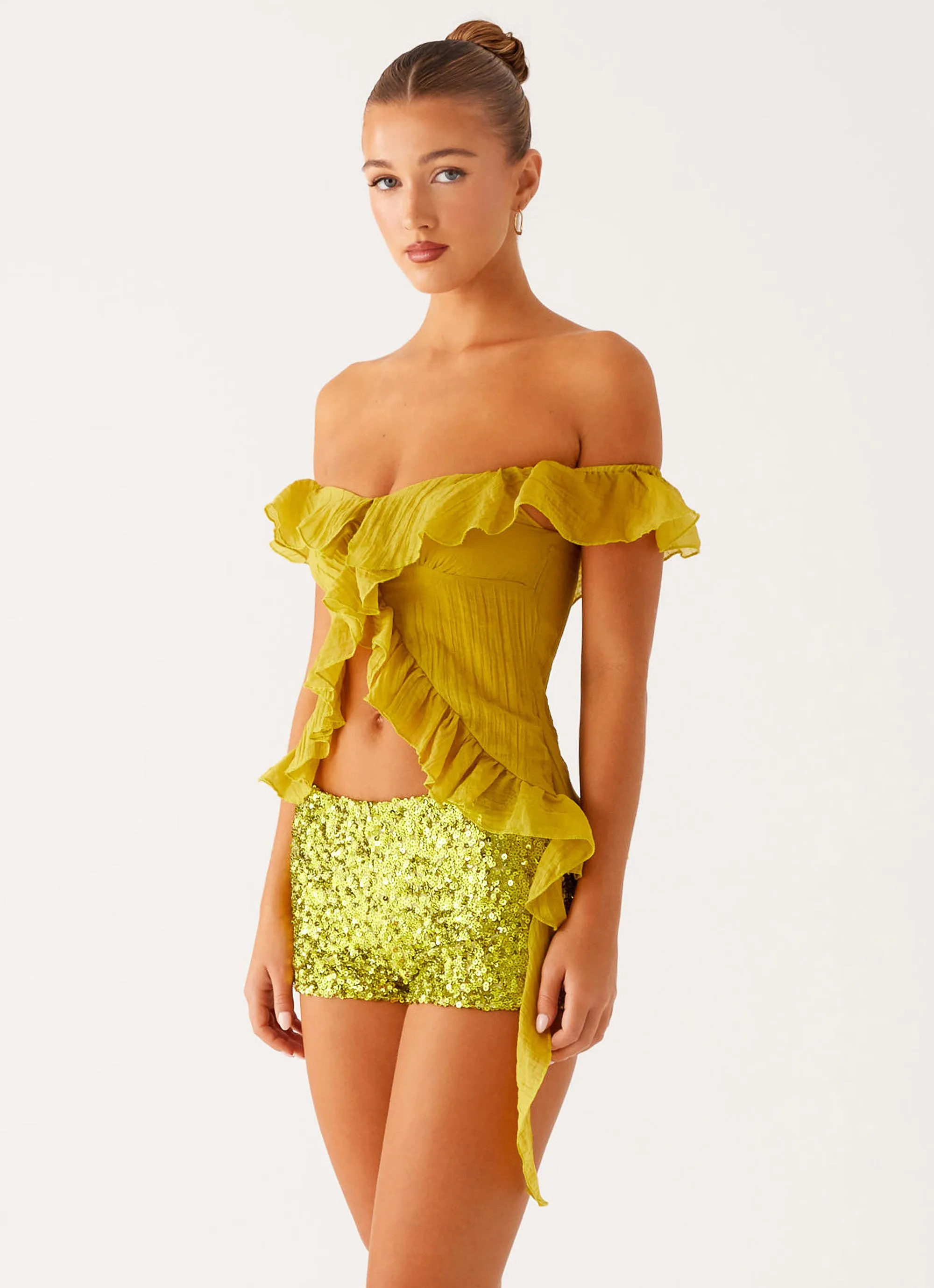 Dylan Off Shoulder Top - Lime sold by Peppermayo product image thumbnail 4
