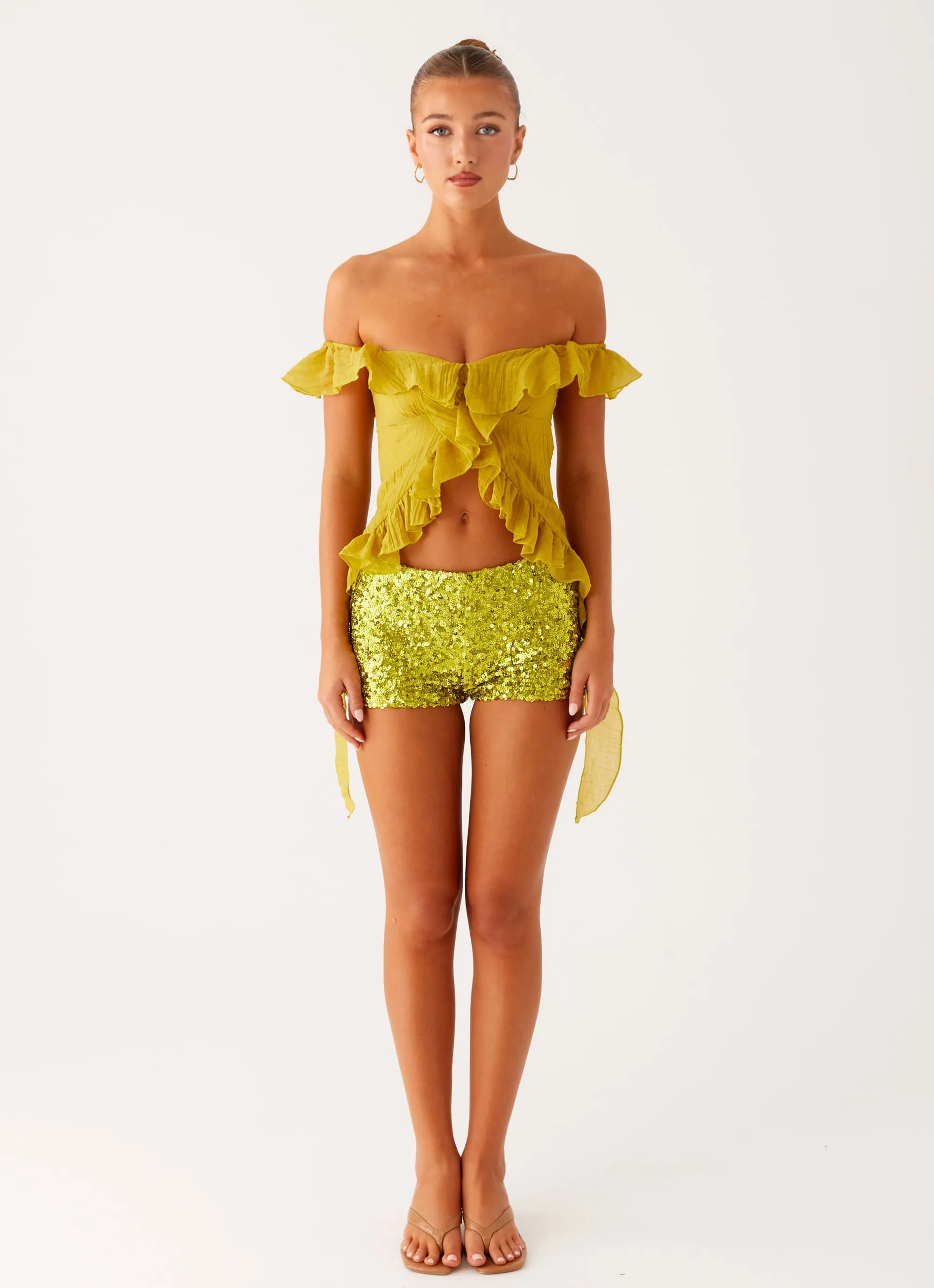 Dylan Off Shoulder Top - Lime sold by Peppermayo product image thumbnail 2