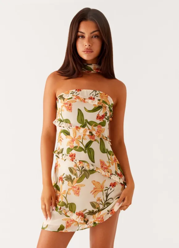 Edwina Strapless Mini Dress - Floral Print sold by Peppermayo