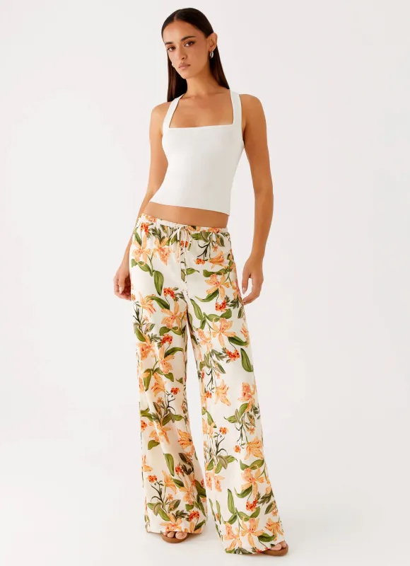 Dalida Linen Pants - Floral Print sold by Peppermayo