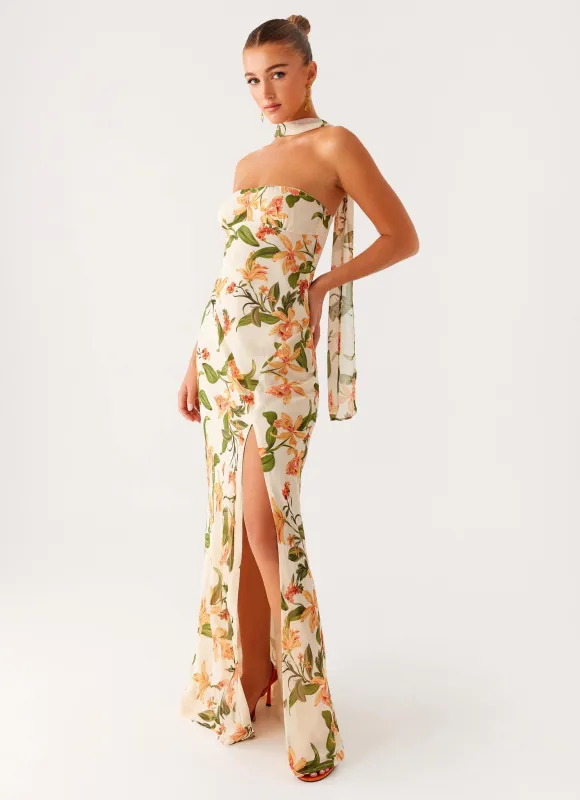 Gali Strapless Maxi Dress - Floral Print sold by Peppermayo