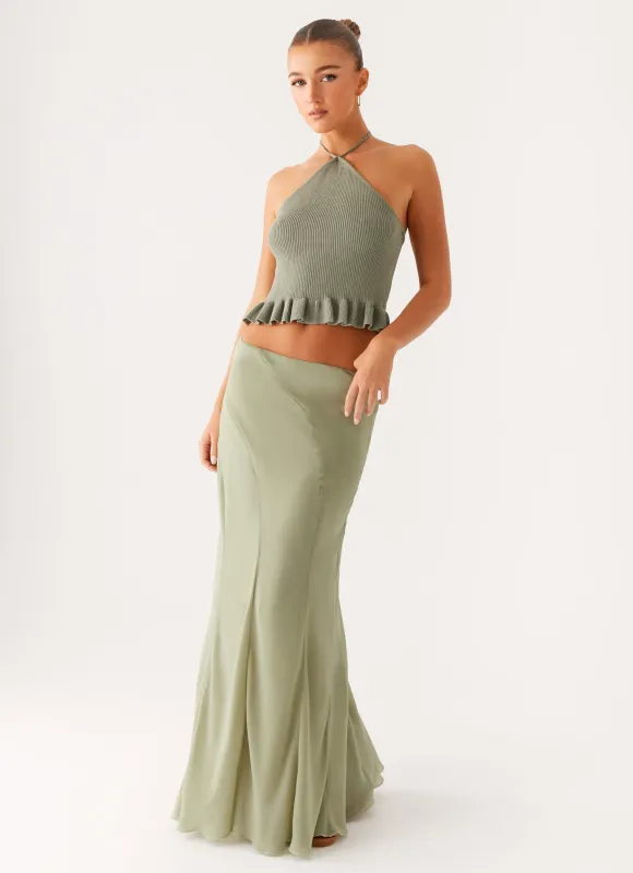 Maddox Maxi Skirt - Sage sold by Peppermayo