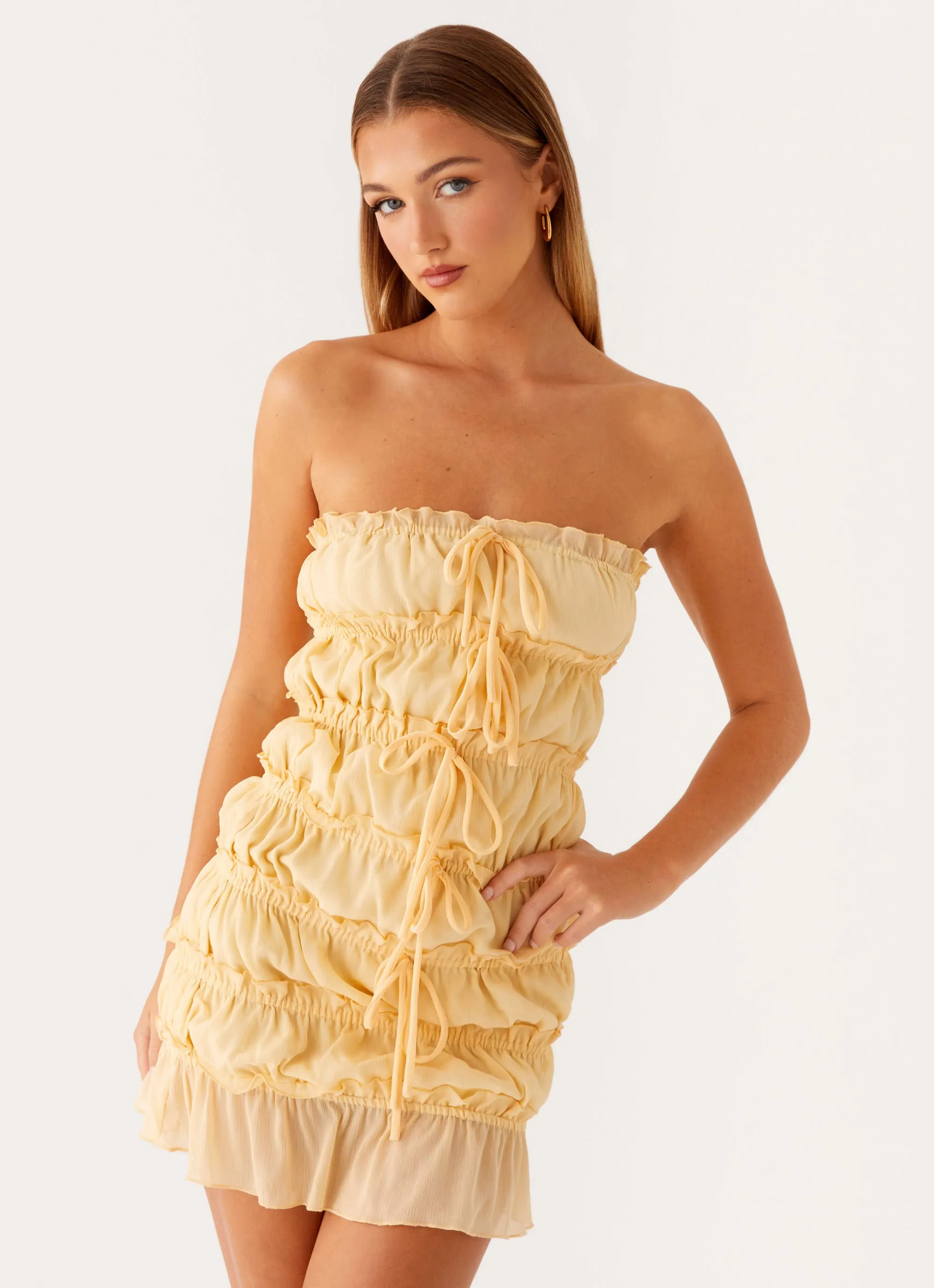 Kylan Mini Dress - Apricot sold by Peppermayo