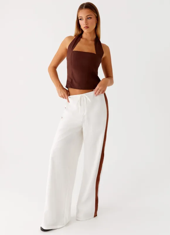 Dalida Linen Pants - Ivory sold by Peppermayo