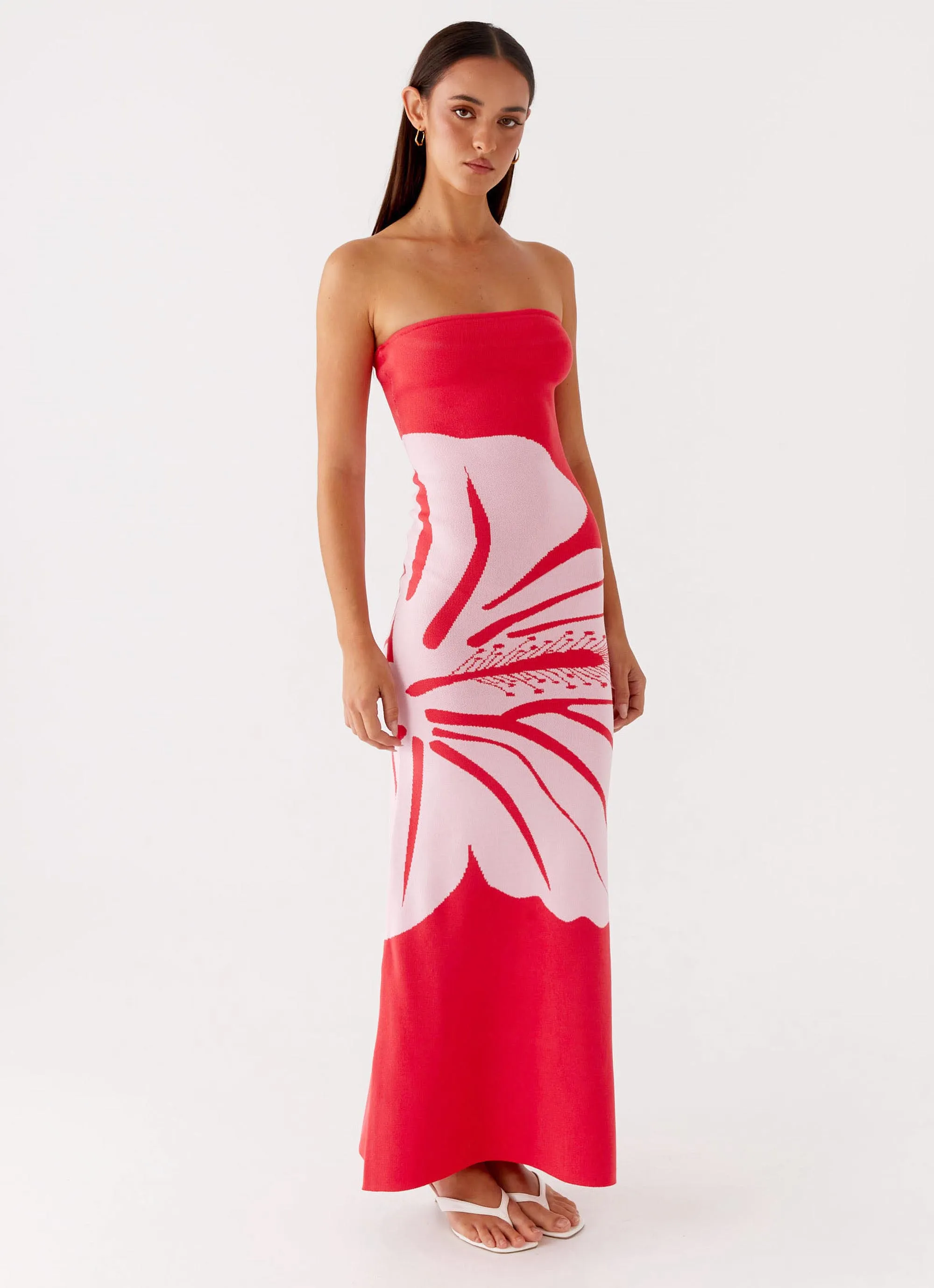 Jala Strapless Knit Maxi Dress - Red Floral sold by Peppermayo product image thumbnail 5