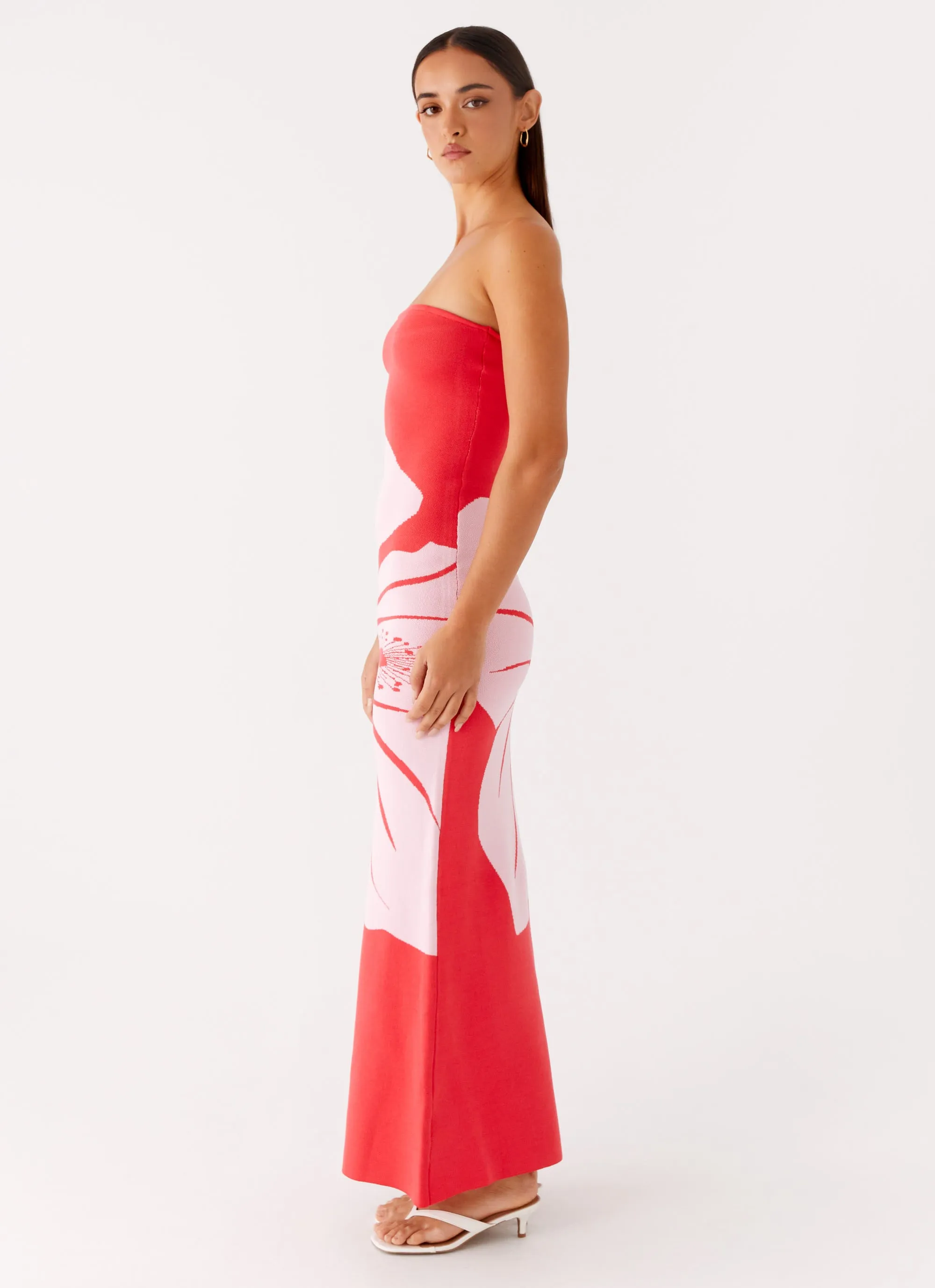 Jala Strapless Knit Maxi Dress - Red Floral sold by Peppermayo product image thumbnail 3