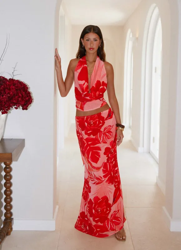 Soulful Low Rise Maxi Skirt - Sicily Sunsets Print sold by Peppermayo