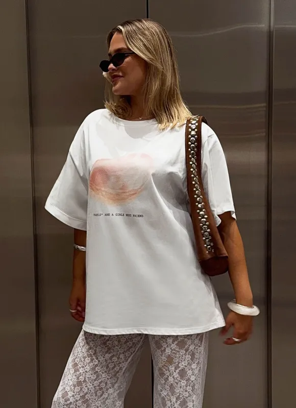 Pearl Oversized Tee - White sold by Peppermayo