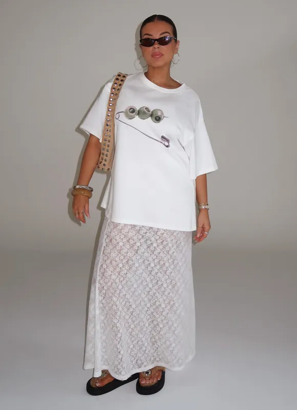 Jaz Lace Maxi Skirt - White sold by Peppermayo