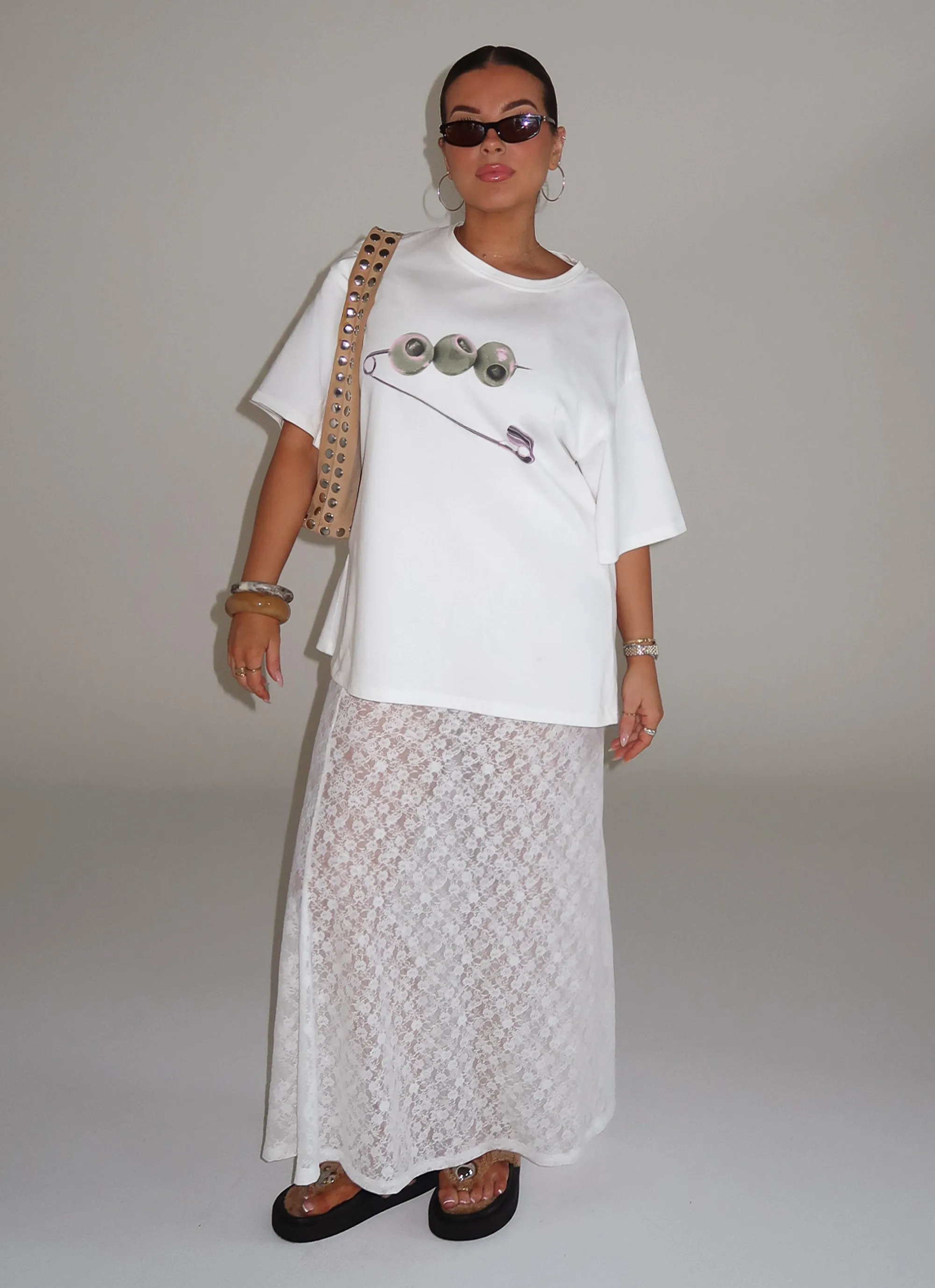 Jaz Lace Maxi Skirt - White sold by Peppermayo