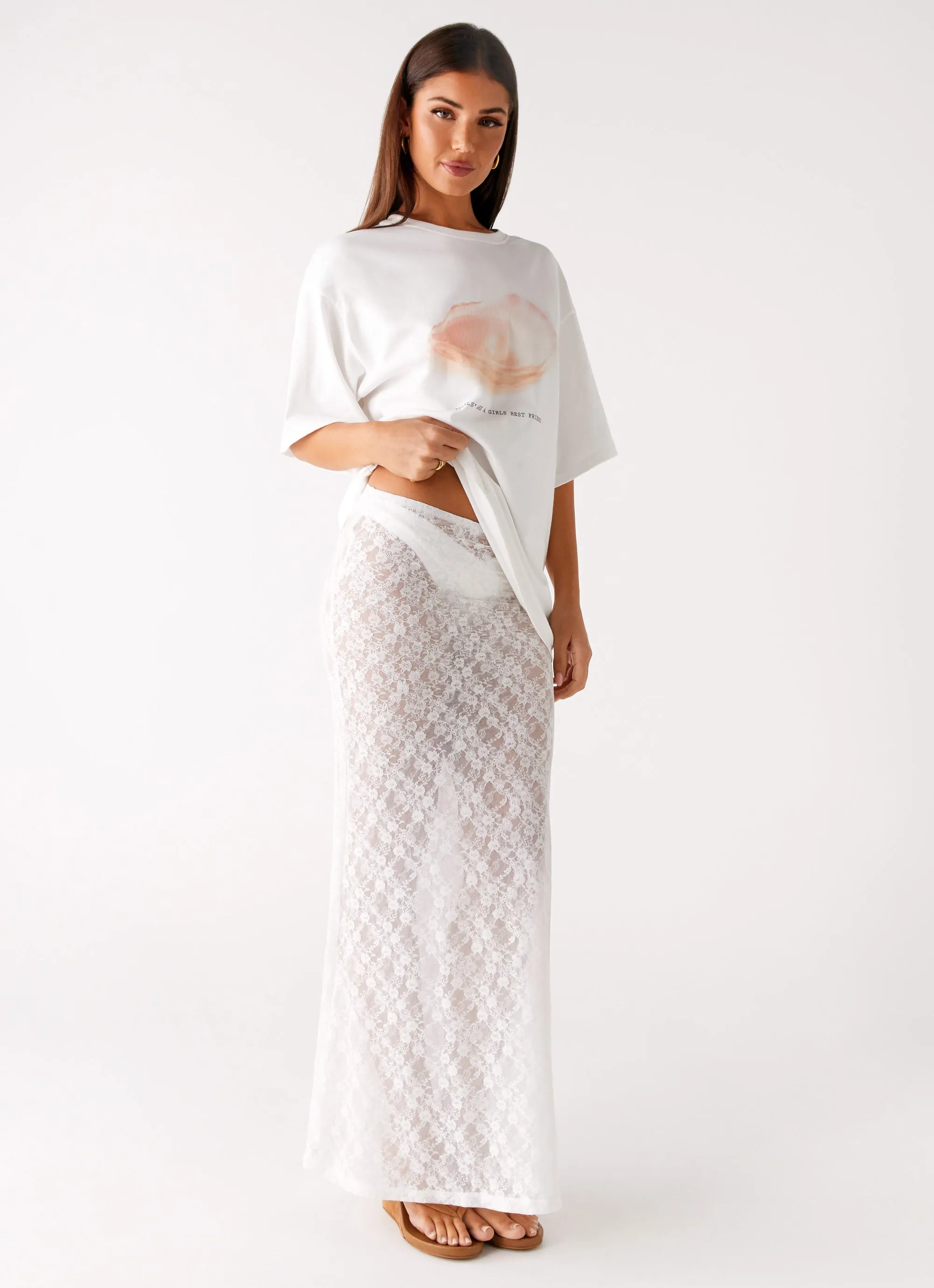 Jaz Lace Maxi Skirt - White sold by Peppermayo product image thumbnail 4