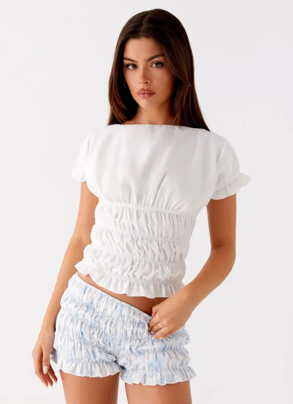 Natalia Ruched Top - Ivory sold by Peppermayo