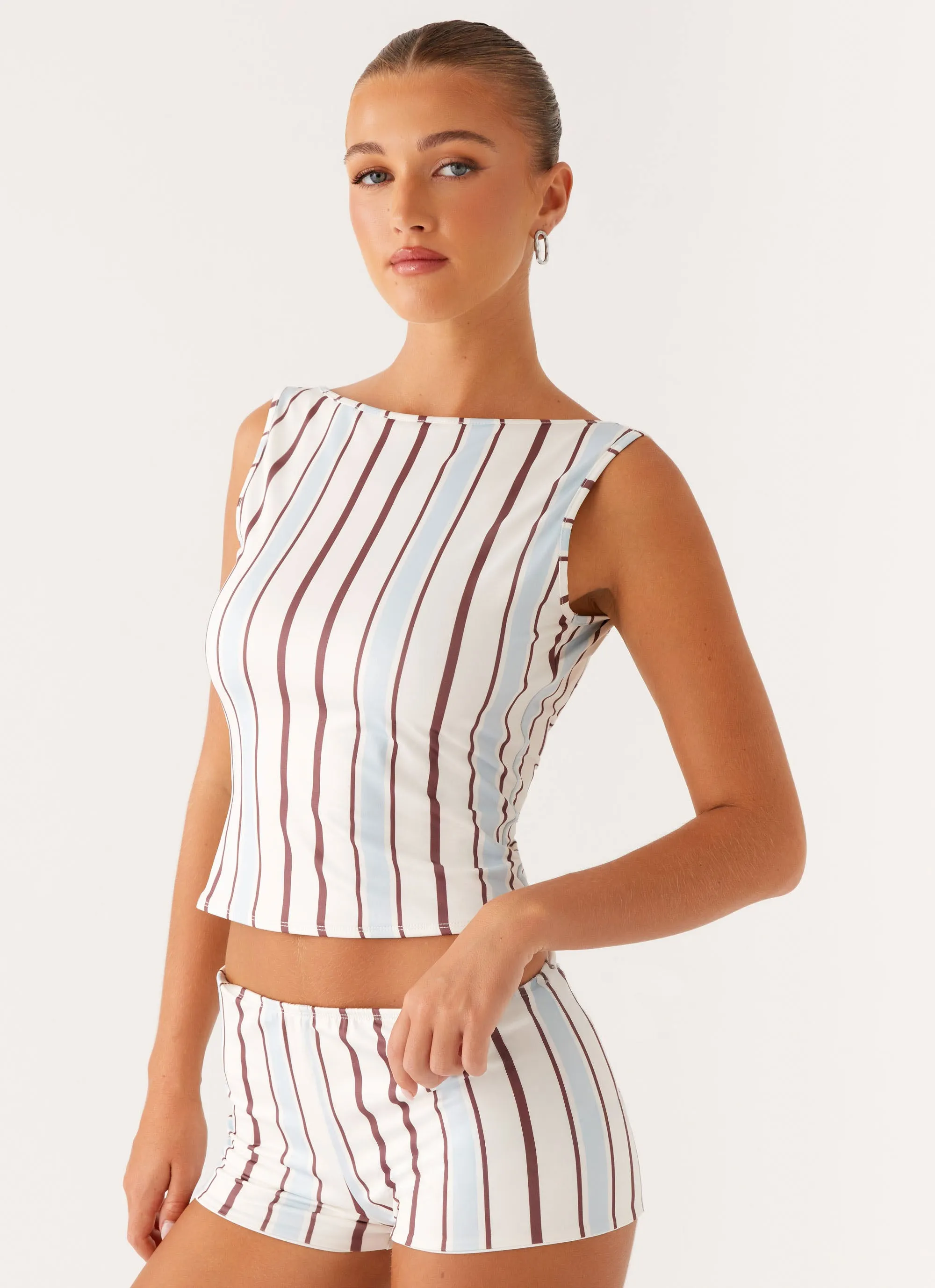 Sun's Out Tank Top - Blue Stripe sold by Peppermayo