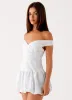 Endless Romance Off Shoulder Mini Dress - Blue Floral sold by Peppermayo