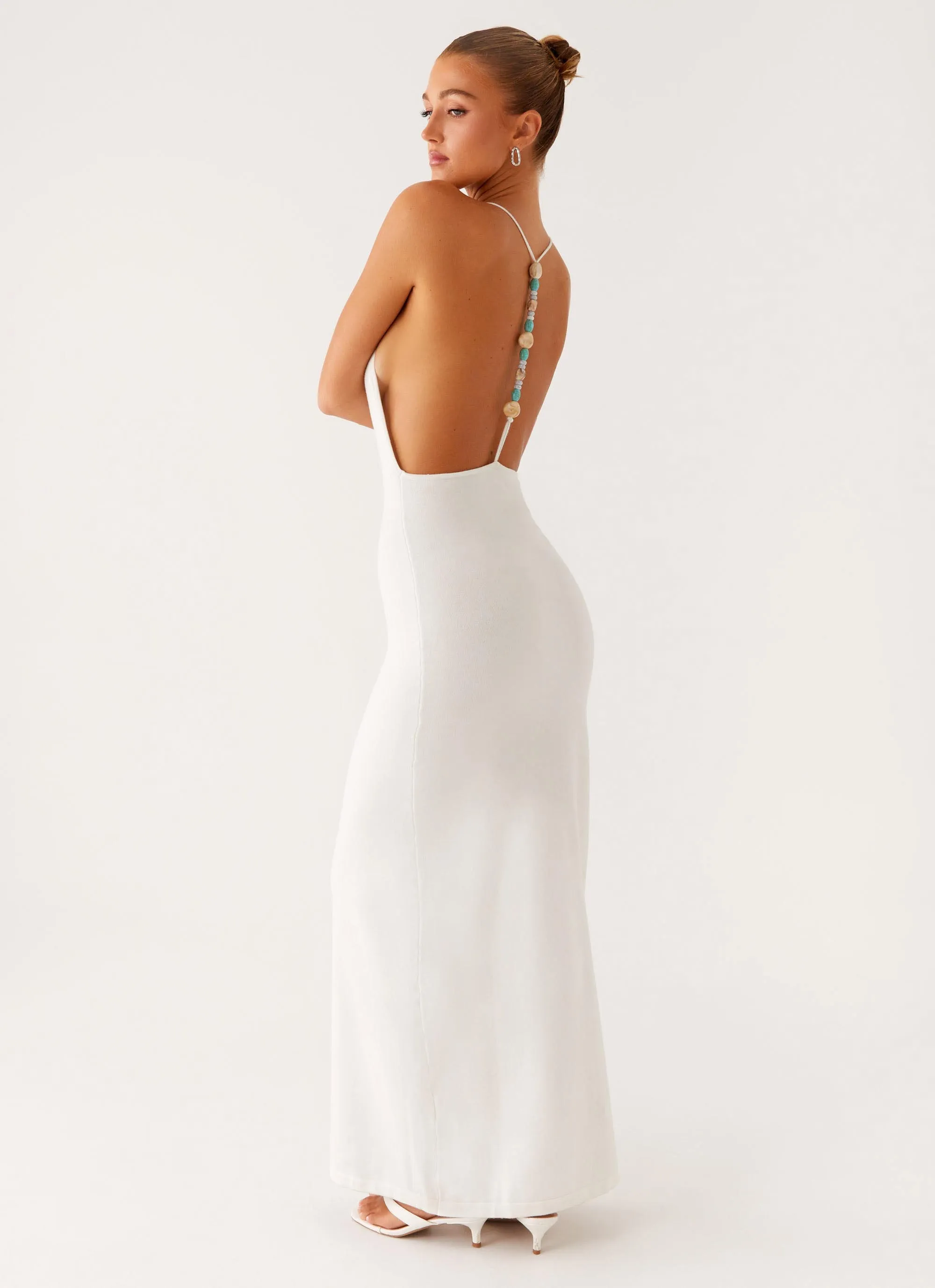 Yalina Knit Maxi Dress - Ivory sold by Peppermayo