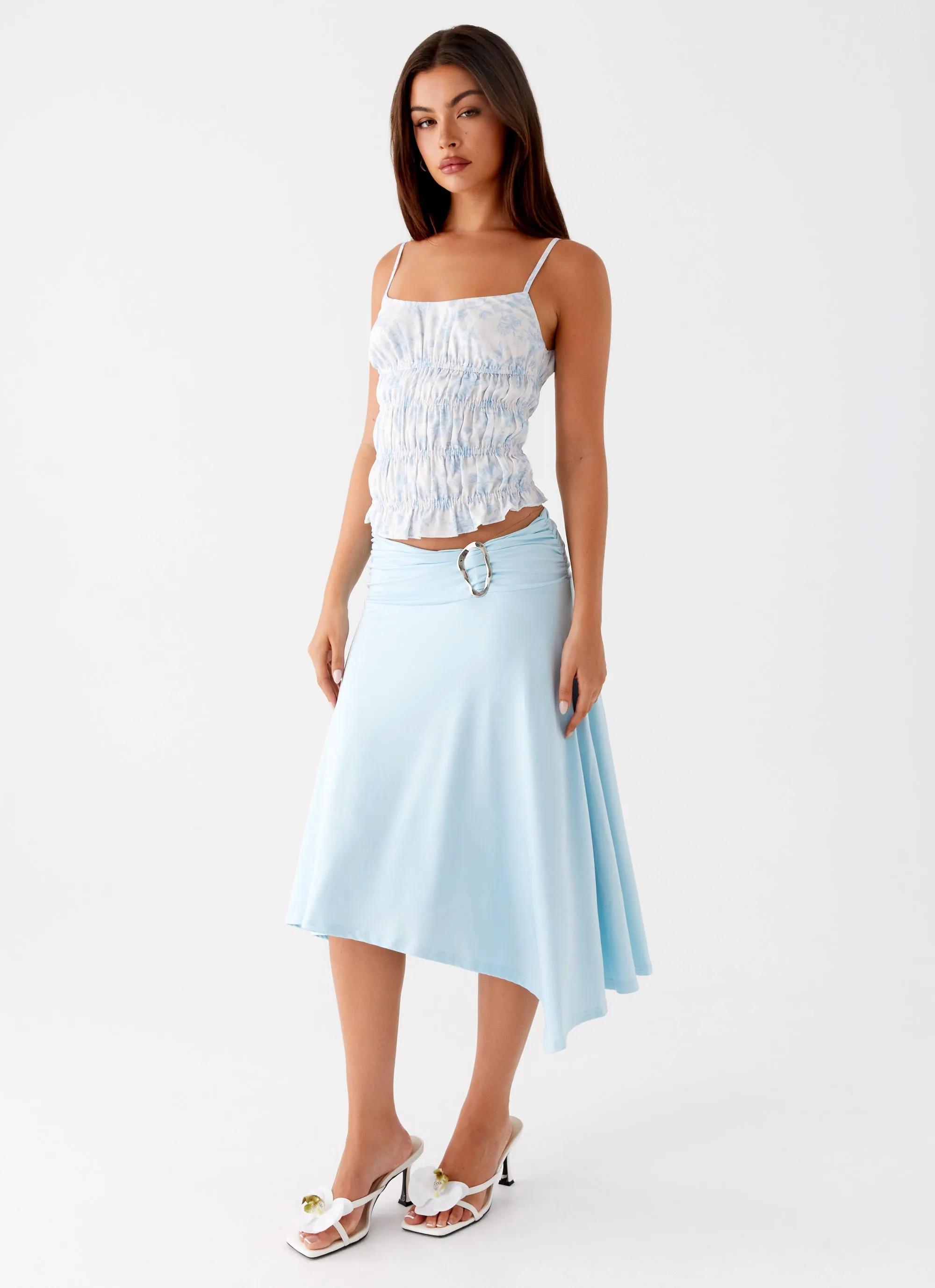 Brisa Midi Skirt - Turquoise sold by Peppermayo