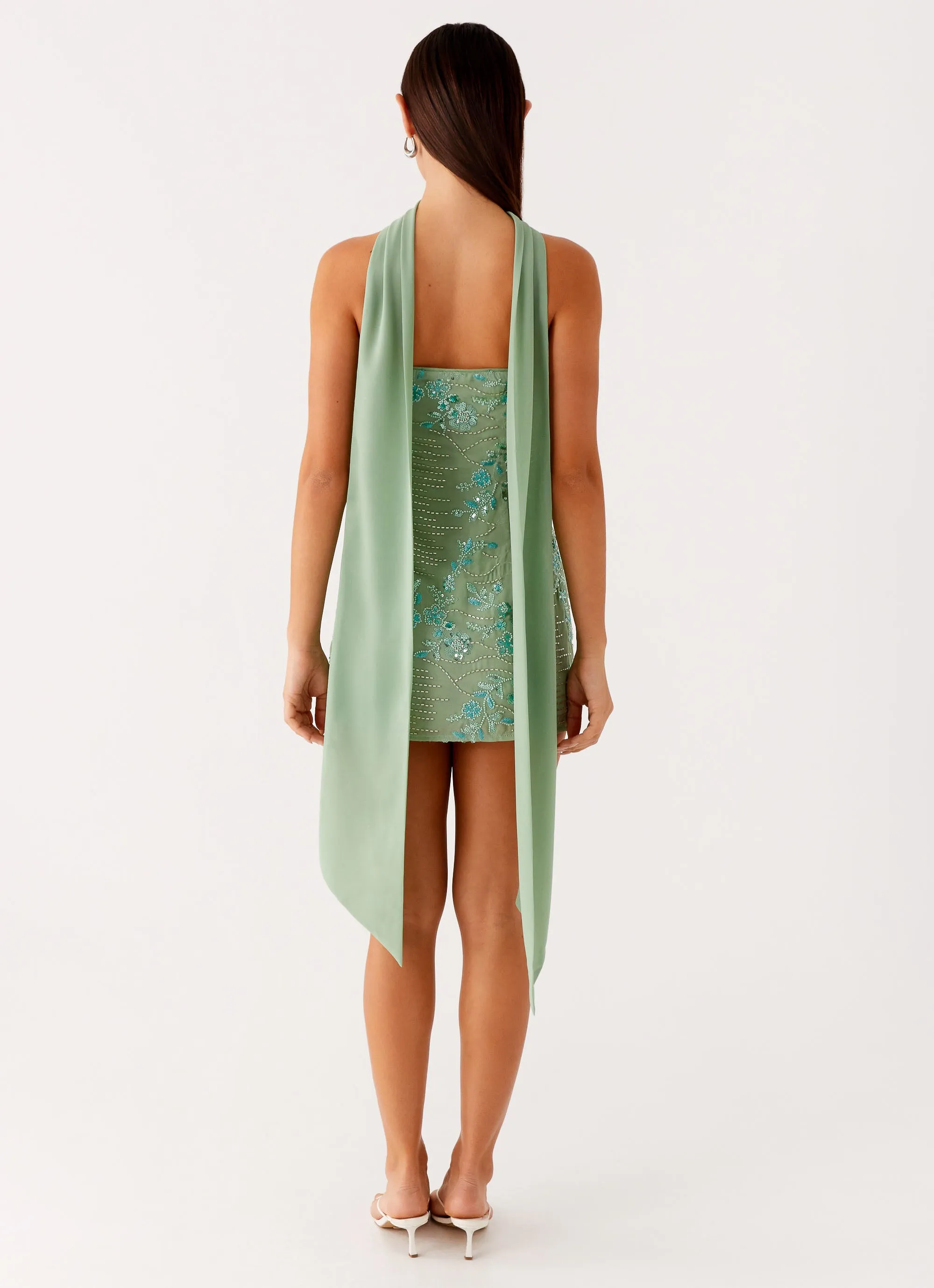 Kiesha Strapless Scarf Mini Dress - Mint sold by Peppermayo product image thumbnail 4