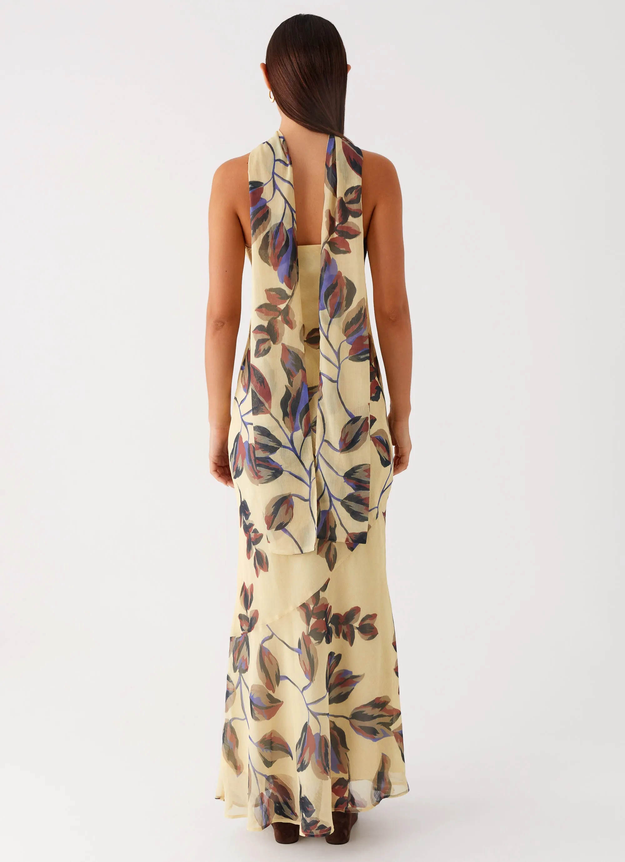 Under The Pagoda Maxi Dress - Buttercream Leaf Print sold by Peppermayo product image thumbnail 3