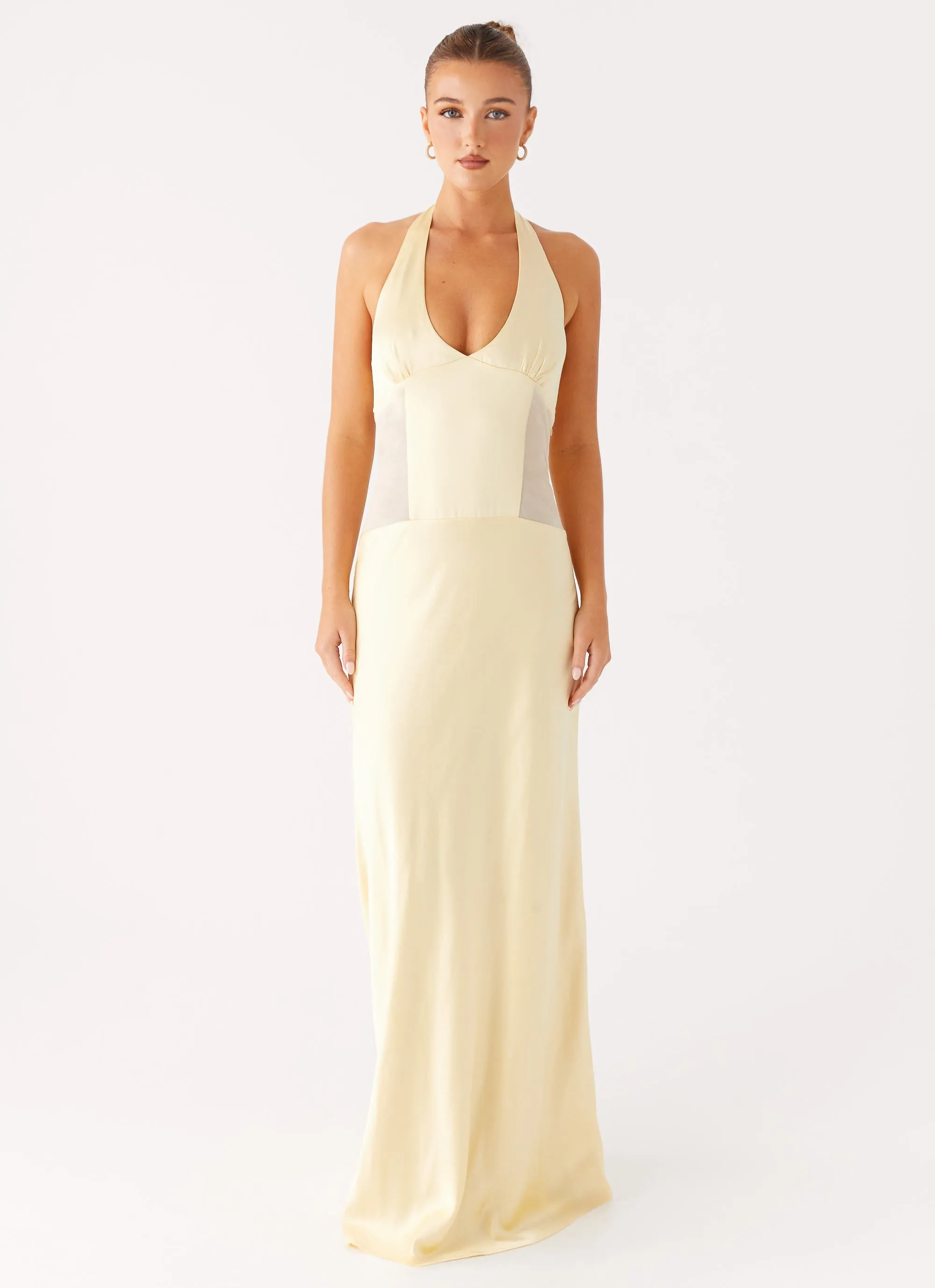 Ambre Mesh Panel Maxi Dress - Yellow sold by Peppermayo product image thumbnail 5