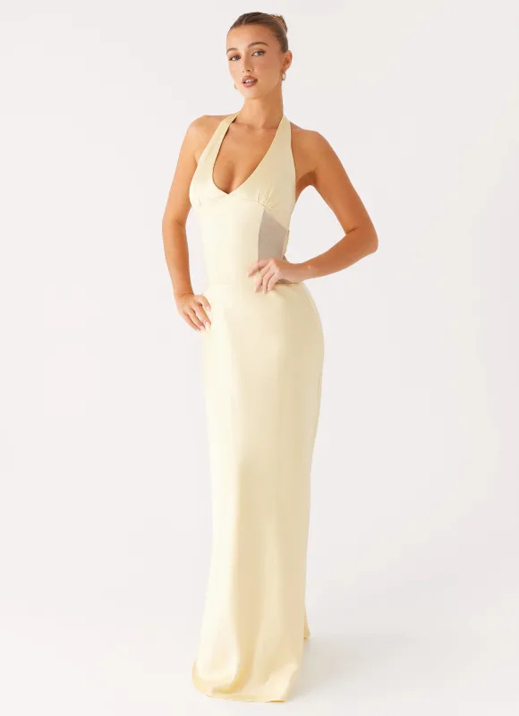 Ambre Mesh Panel Maxi Dress - Yellow sold by Peppermayo