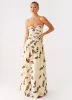 Rhea Ruched Maxi Dress - Buttercream Bliss sold by Peppermayo